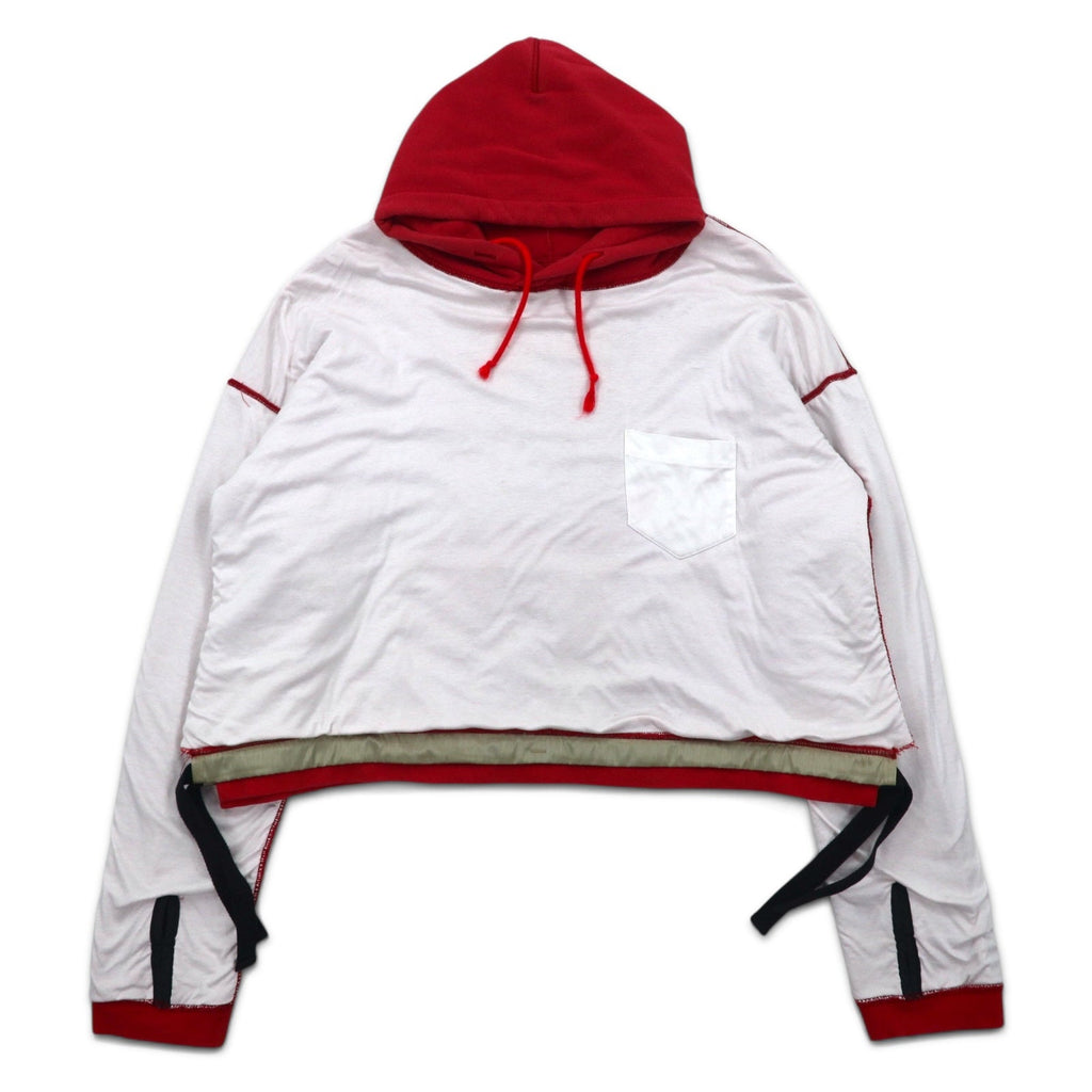 Leh Boro Felpa con Cappuccio Reversibile BORO REVERSIBLE PARKER M Rosso Bianco Cotone