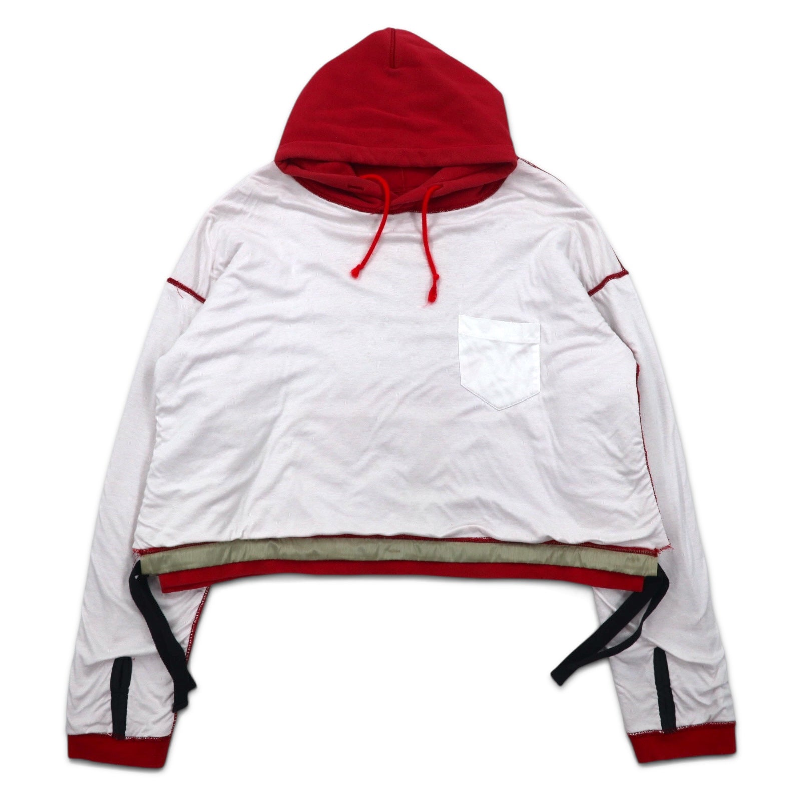 Leh Boro Felpa con Cappuccio Reversibile BORO REVERSIBLE PARKER M Rosso Bianco Cotone