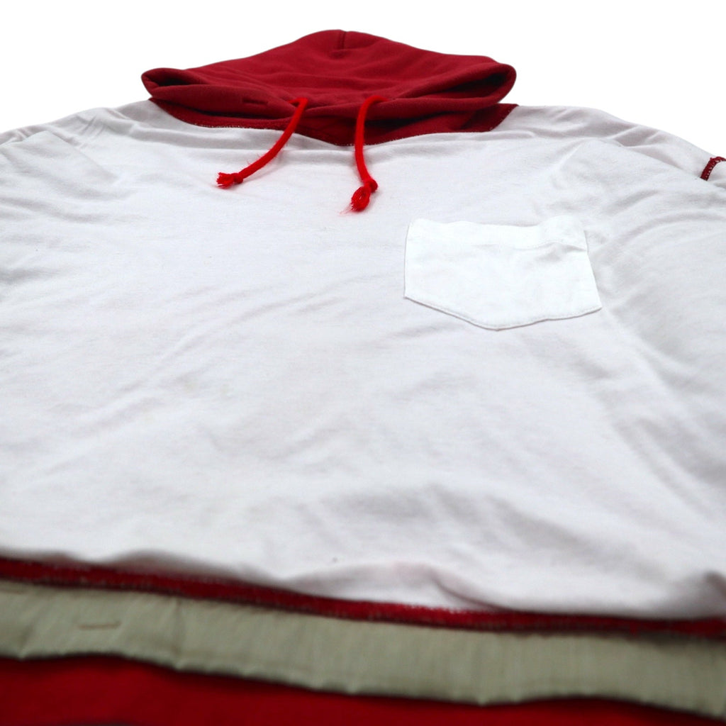 Leh Boro Felpa con Cappuccio Reversibile BORO REVERSIBLE PARKER M Rosso Bianco Cotone