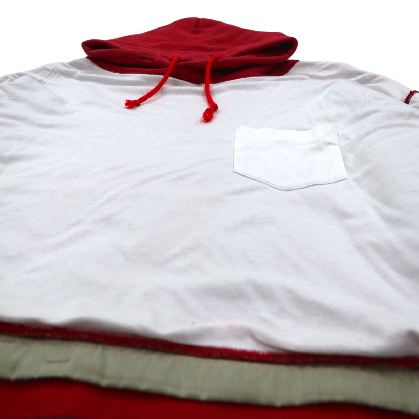 Leh Boro Felpa con Cappuccio Reversibile BORO REVERSIBLE PARKER M Rosso Bianco Cotone