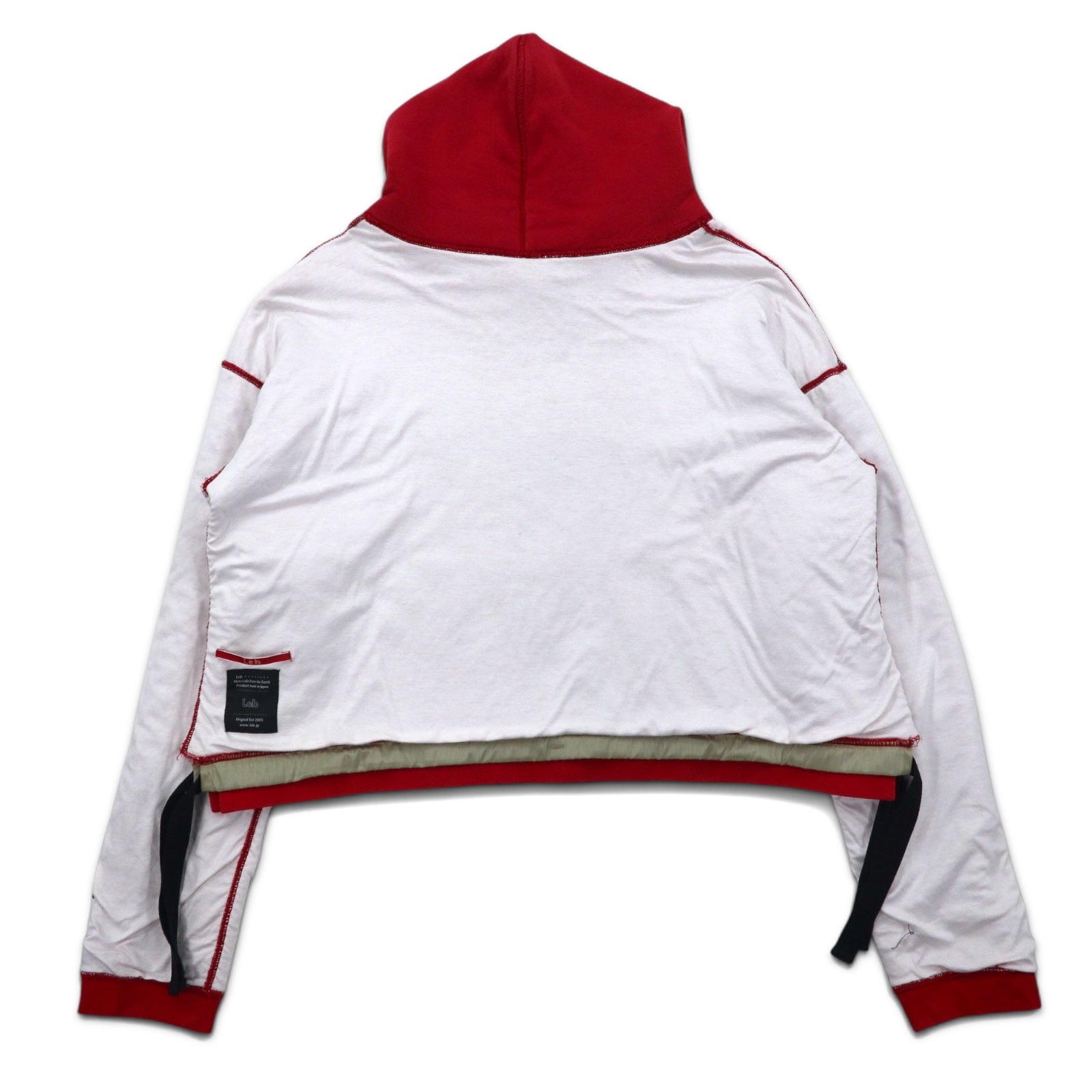 Leh Boro Felpa con Cappuccio Reversibile BORO REVERSIBLE PARKER M Rosso Bianco Cotone