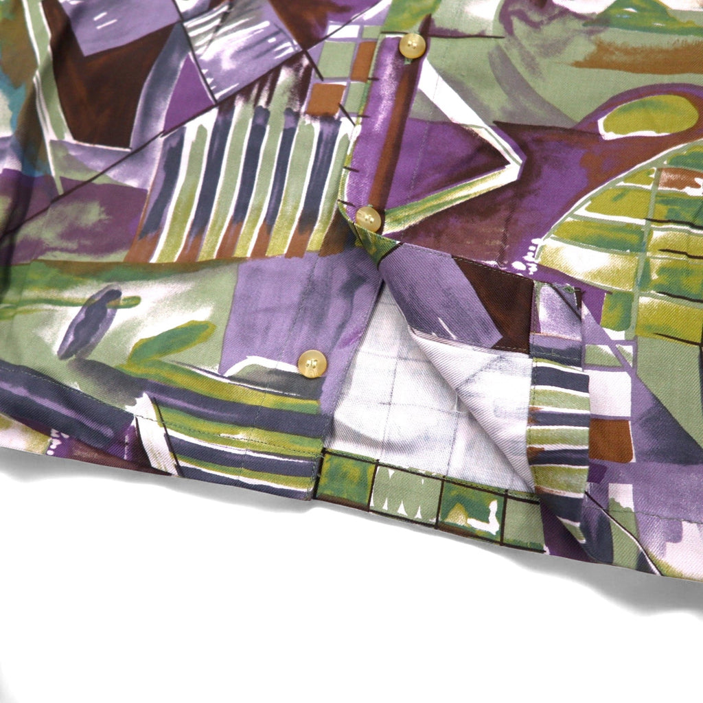 Camicia vintage prodotta in Giappone ARAMIS, motivo all-over, camicia in poliestere, taglia M, multicolore, arte, polinose, mai usata
