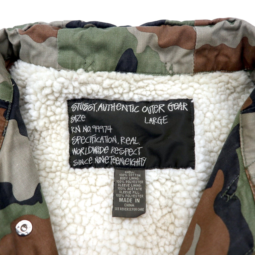 STUSSY anni '90 field jacket L kaki mimetica cotone coulisse zip IDEAL