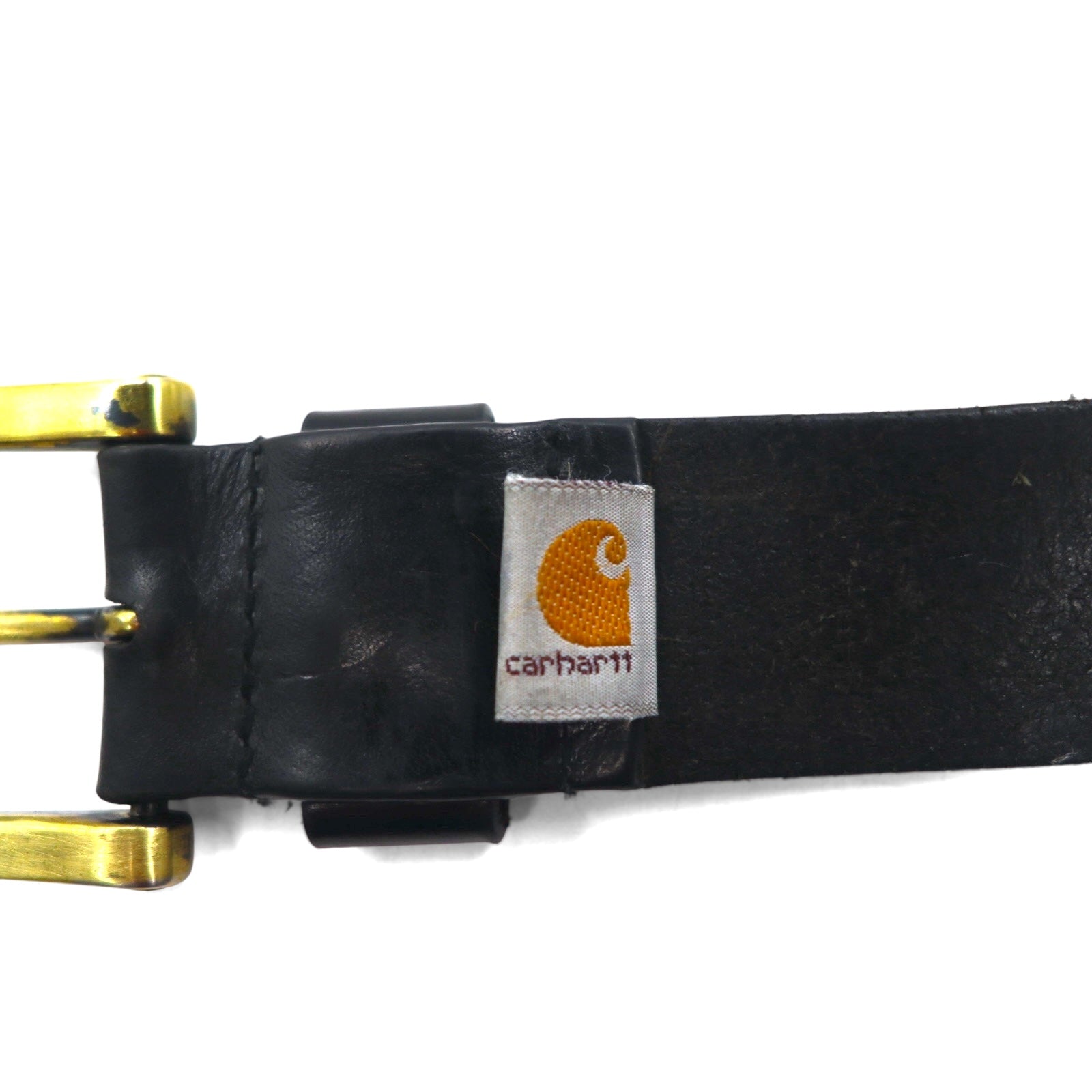 carhartt レザー アンビルベルト 42 ブラック 牛革 ゴールド スクエアバックル 2203