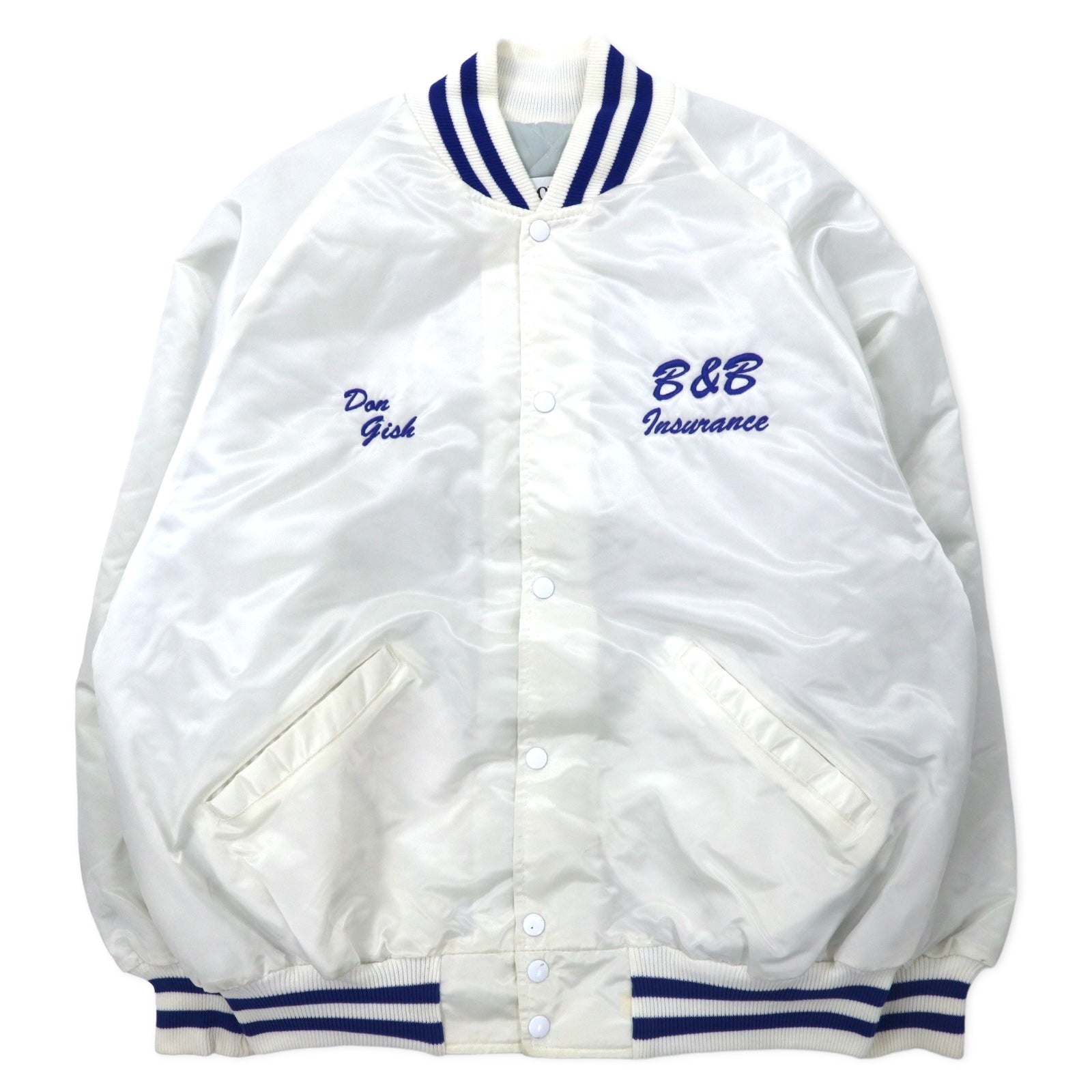 DeLONG USA anni '90 Giacca College Taglia XL, Colore Bianco, Nylon, Fodera Trapuntata, Stampa Posteriore MUHLENBERG NORTH STARS