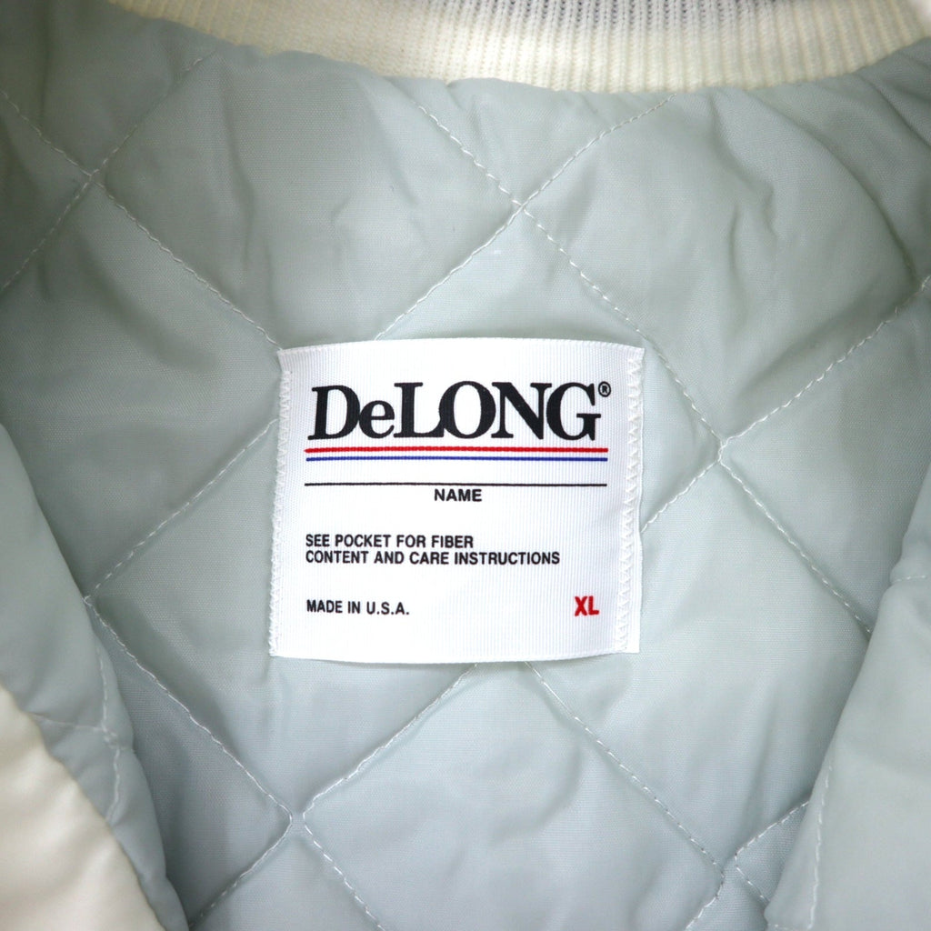 DeLONG USA anni '90 Giacca College Taglia XL, Colore Bianco, Nylon, Fodera Trapuntata, Stampa Posteriore MUHLENBERG NORTH STARS
