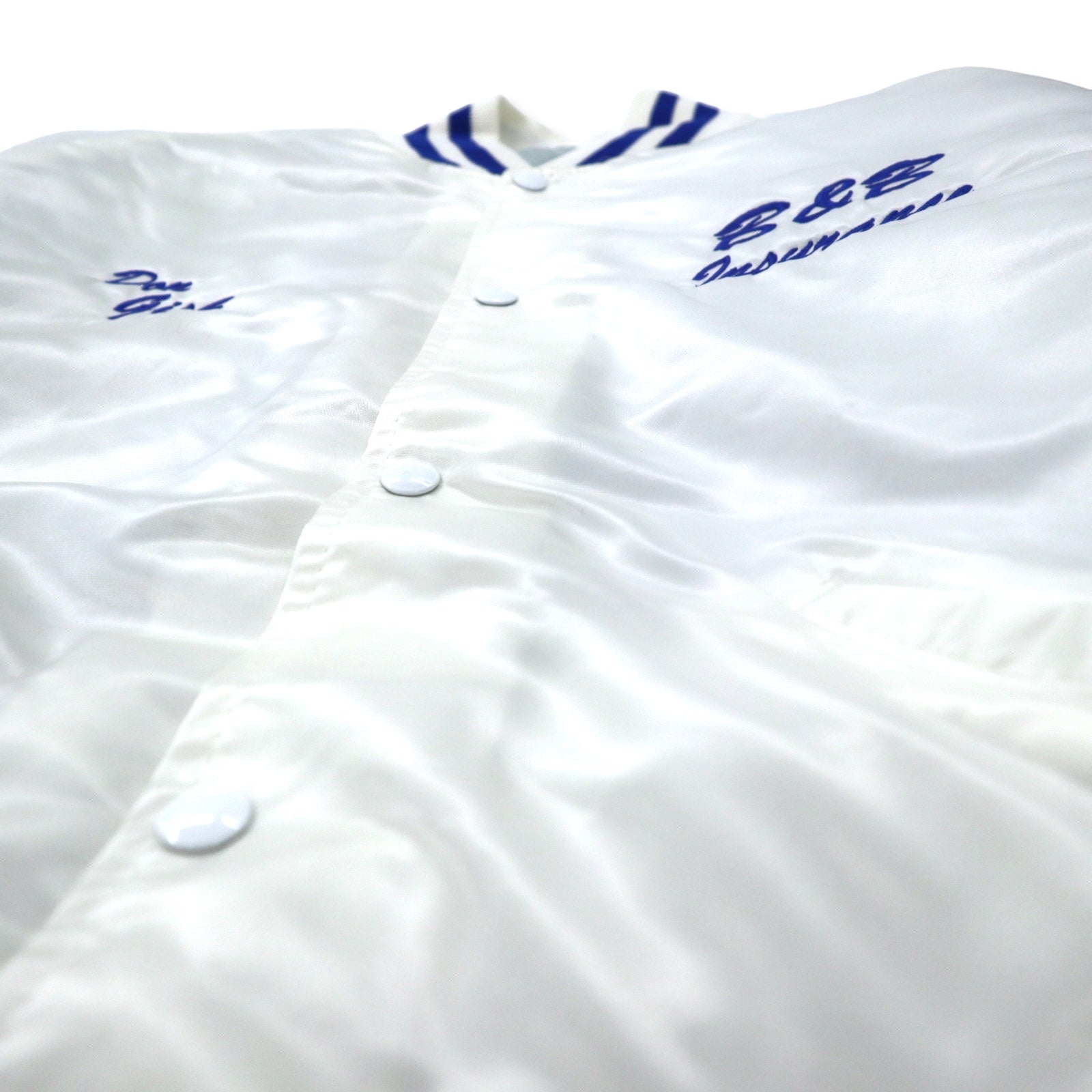 DeLONG USA anni '90 Giacca College Taglia XL, Colore Bianco, Nylon, Fodera Trapuntata, Stampa Posteriore MUHLENBERG NORTH STARS