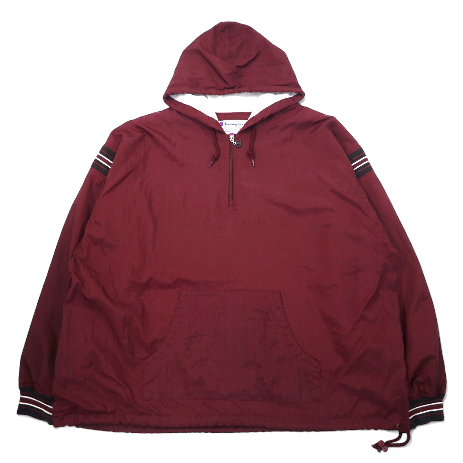 Champion anni '90 giacca a vento anorak XXL bordeaux nylon mezza zip coulisse oversize
