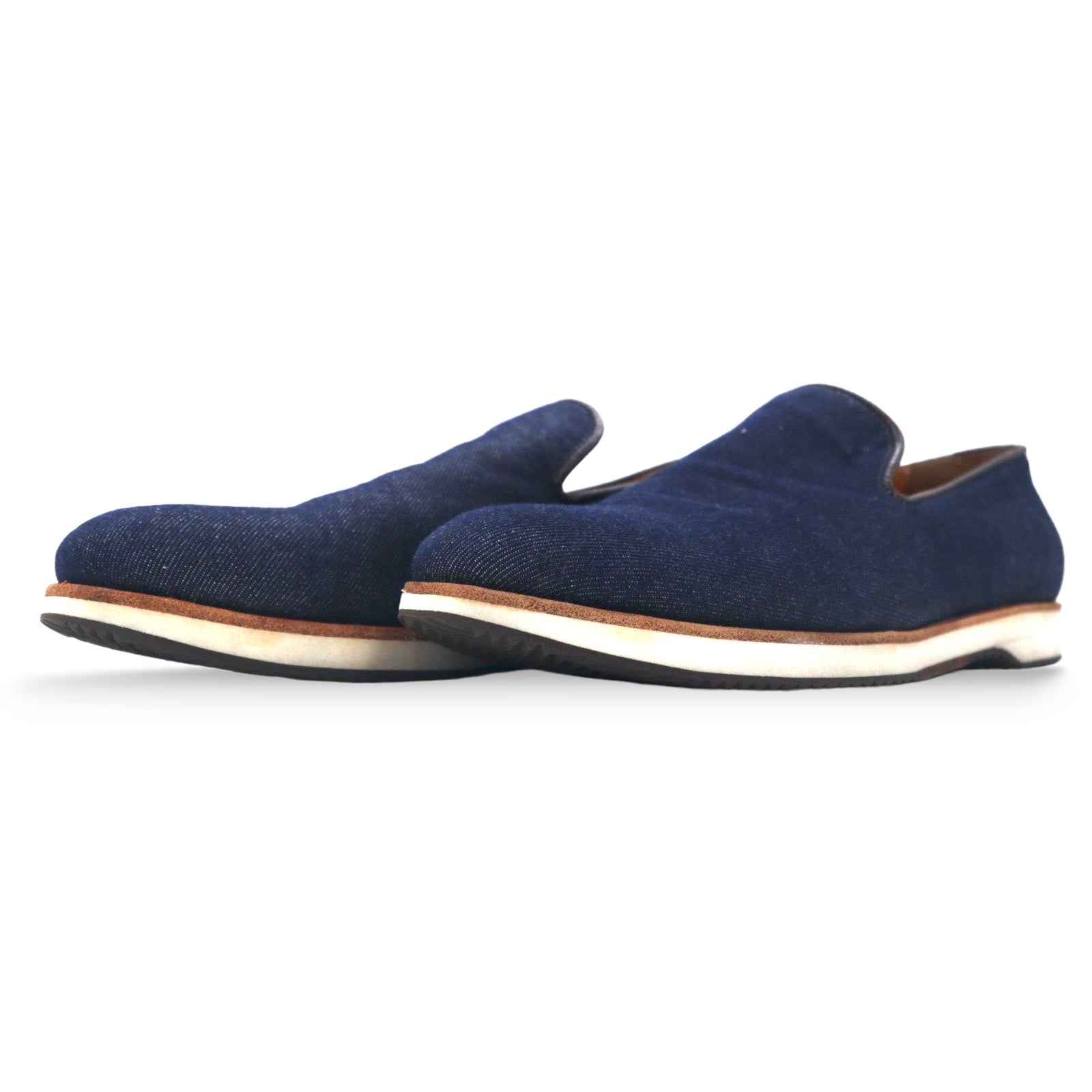 polpetta × Brilla per il gusto ( BEAMS ) Scarpe con tacco basso slip-on in denim 25.5cm Blu con inserti in pelle SPORTO