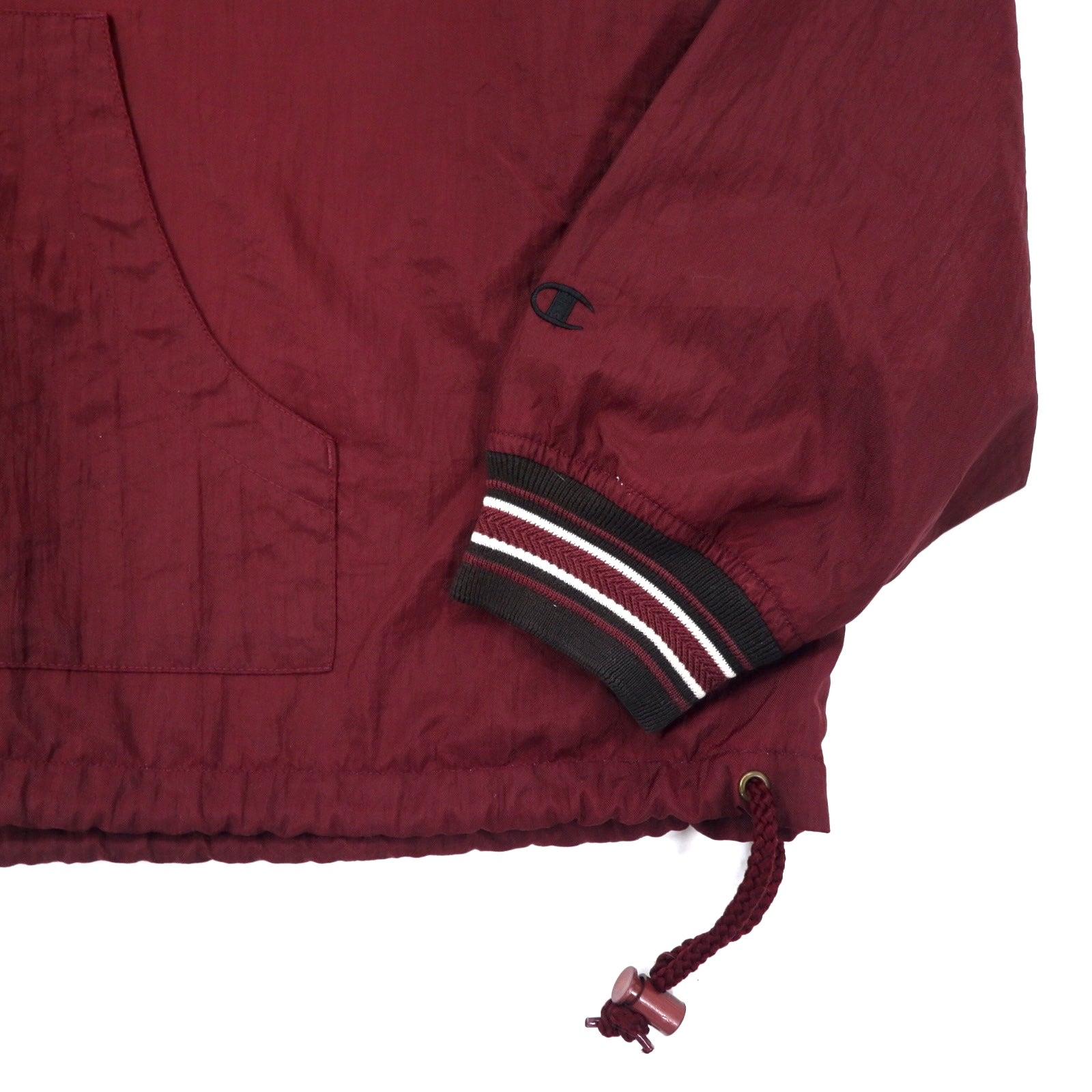 Champion anni '90 giacca a vento anorak XXL bordeaux nylon mezza zip coulisse oversize