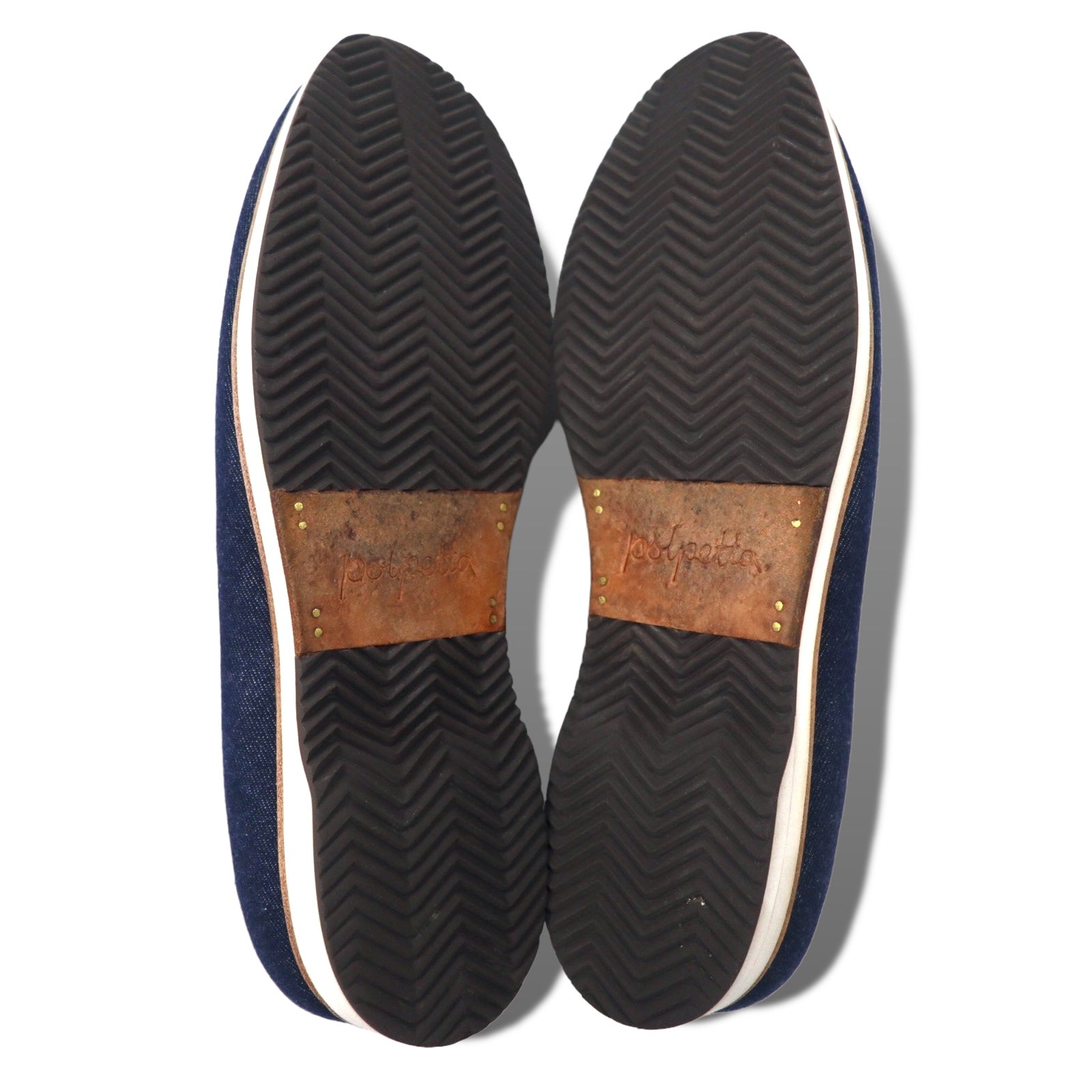 polpetta × Brilla per il gusto ( BEAMS ) Scarpe con tacco basso slip-on in denim 25.5cm Blu con inserti in pelle SPORTO