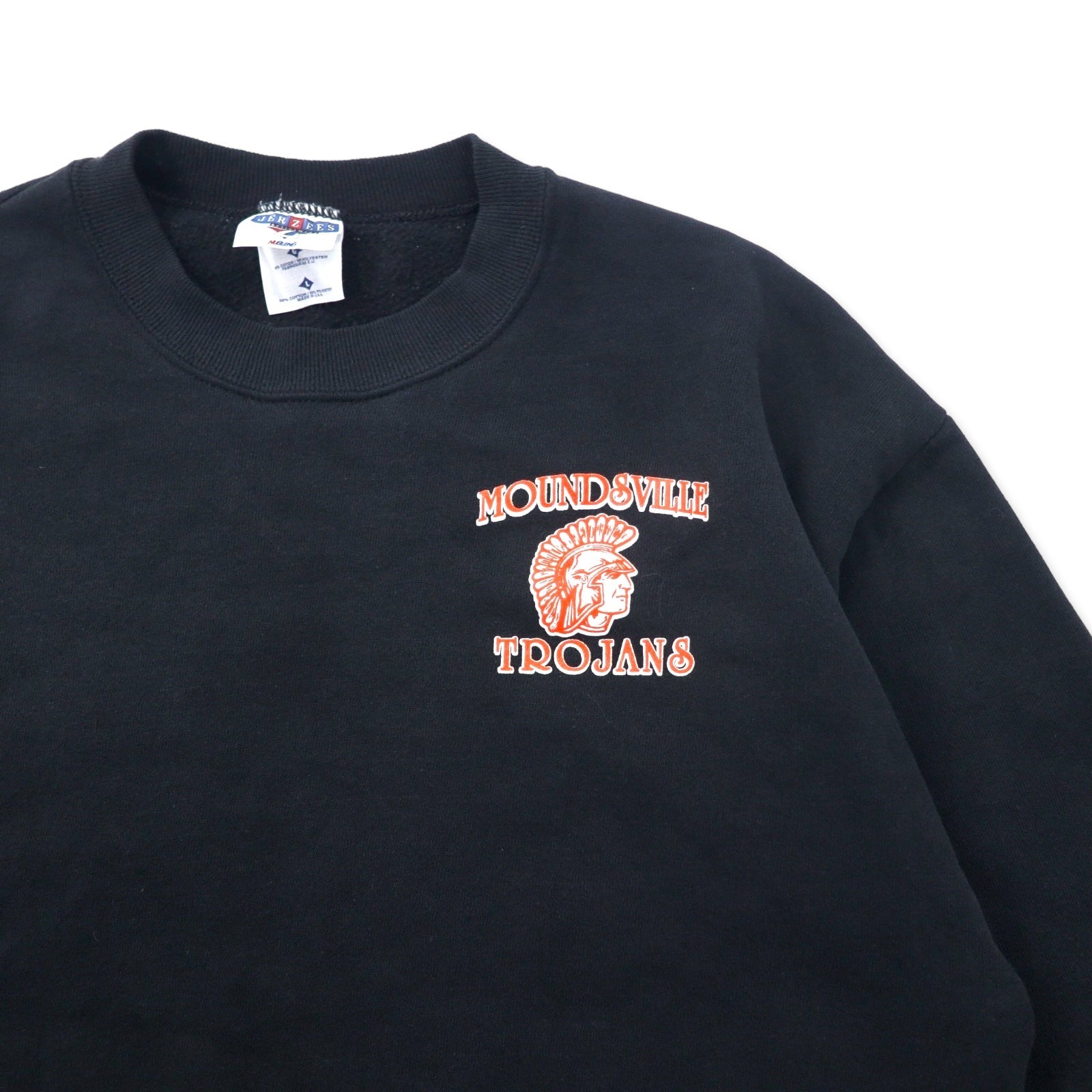 Felpa JERZEES made in USA anni '90 stampa L nera cotone MOUNDSVILLE TROJANS