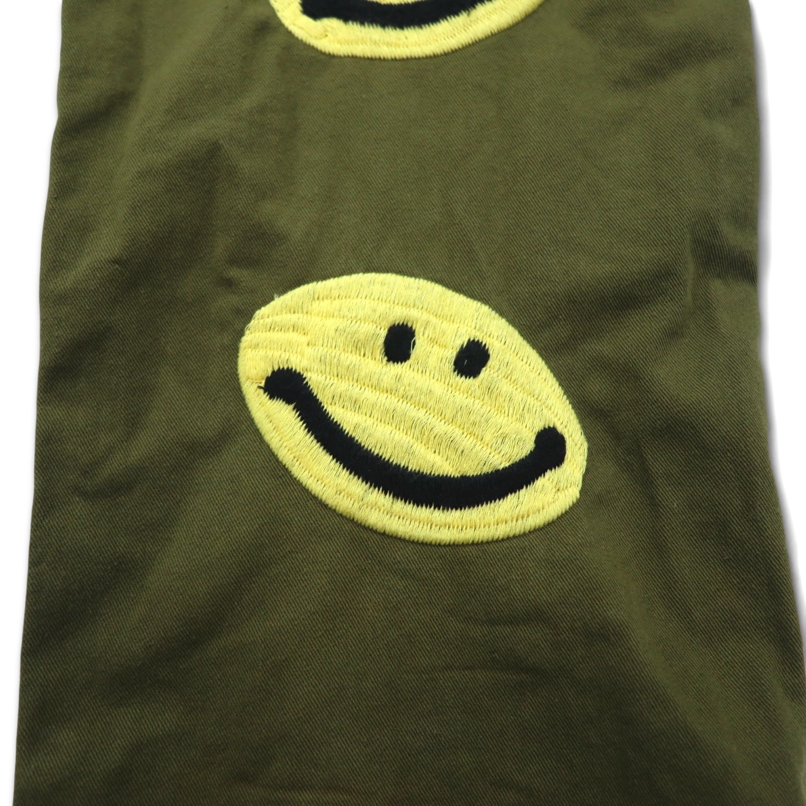 KAPITAL KOUNTRY Pantaloni ricamati con faccina sorridente L Cachi Cotone Made in Japan K1910LP805