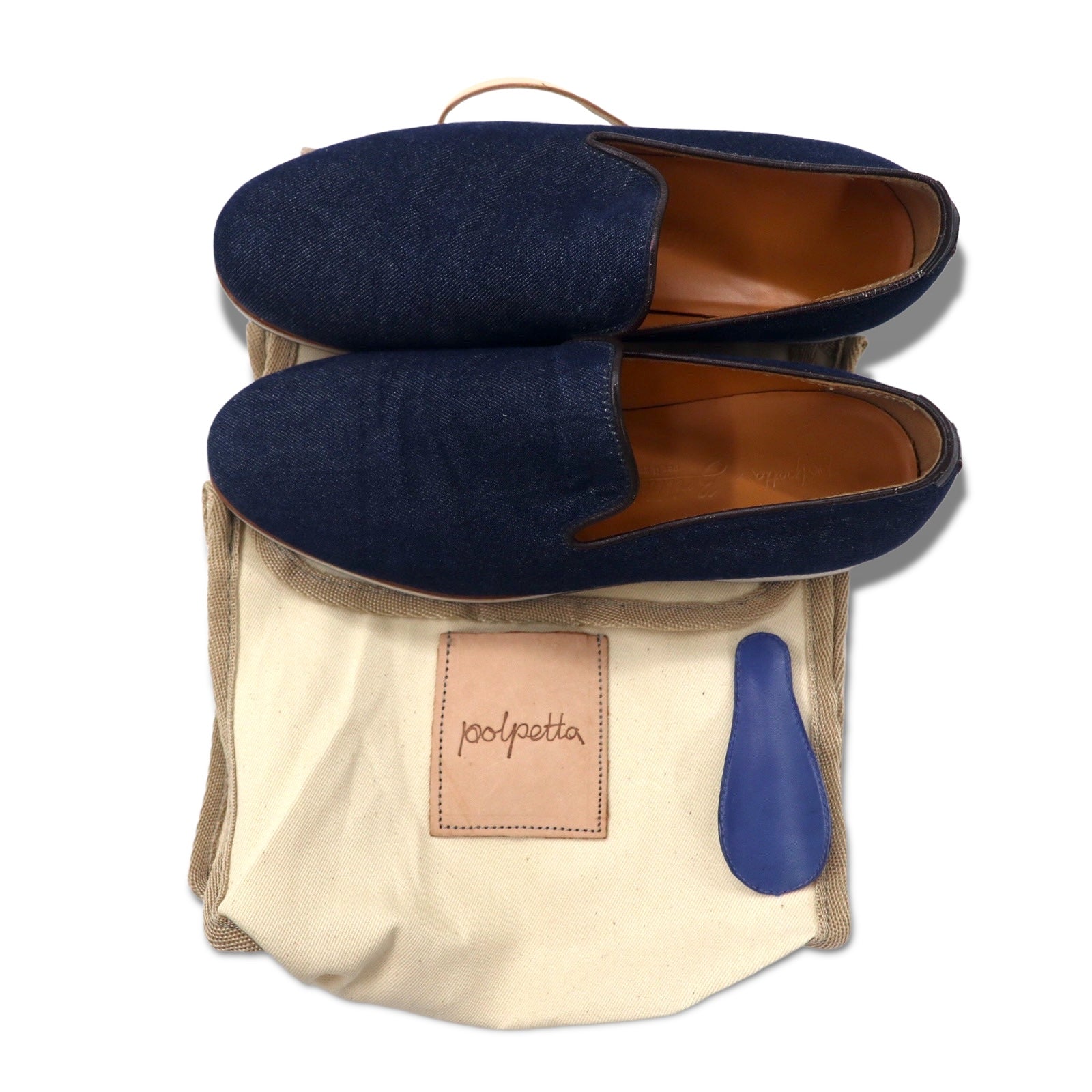 polpetta × Brilla per il gusto ( BEAMS ) Scarpe con tacco basso slip-on in denim 25.5cm Blu con inserti in pelle SPORTO