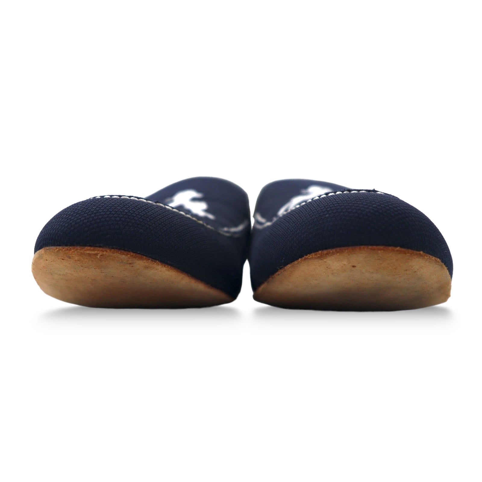 Polpetta - Mocassini slip-on 26,5 cm, tela blu navy, ricamo nappe TROMPE