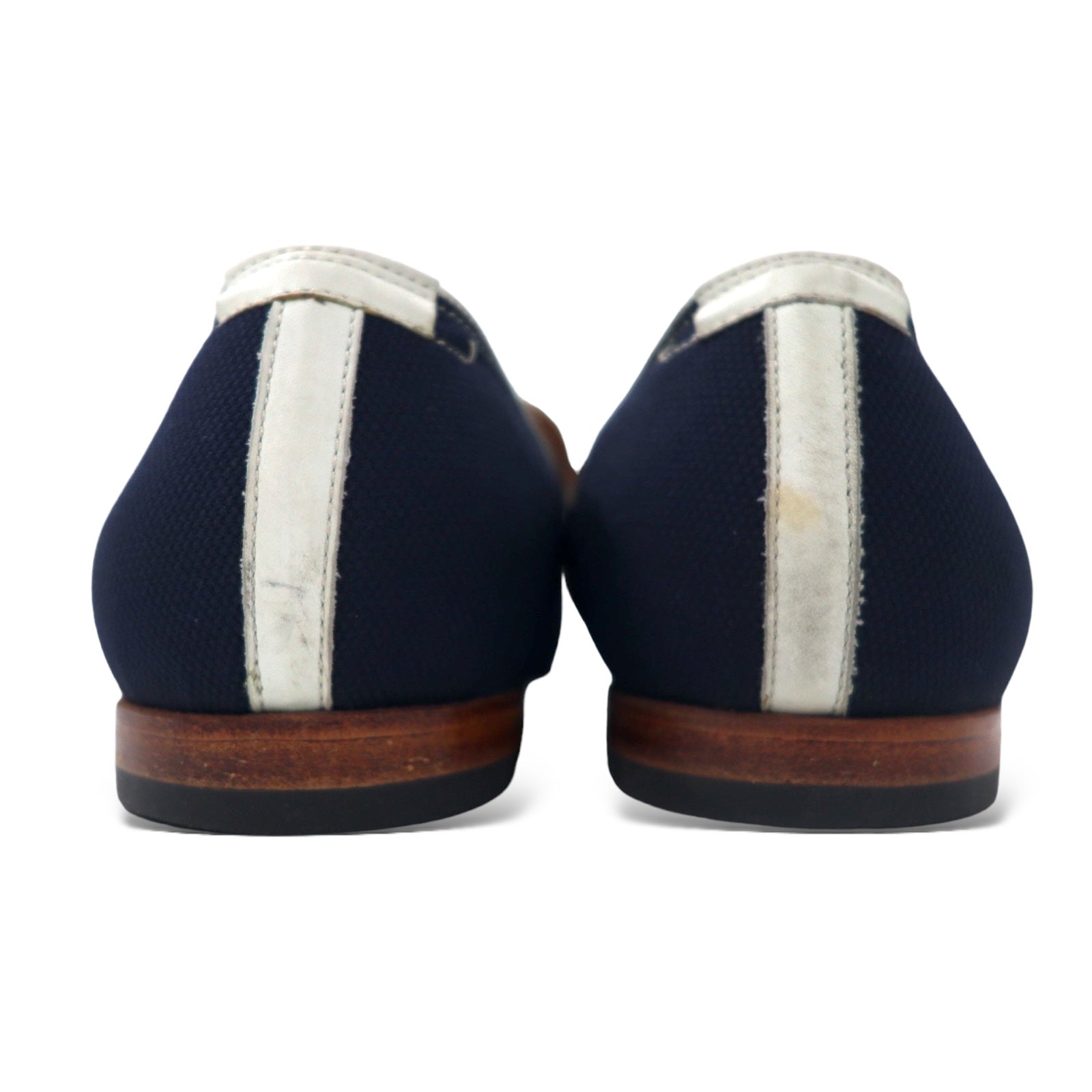 Polpetta - Mocassini slip-on 26,5 cm, tela blu navy, ricamo nappe TROMPE
