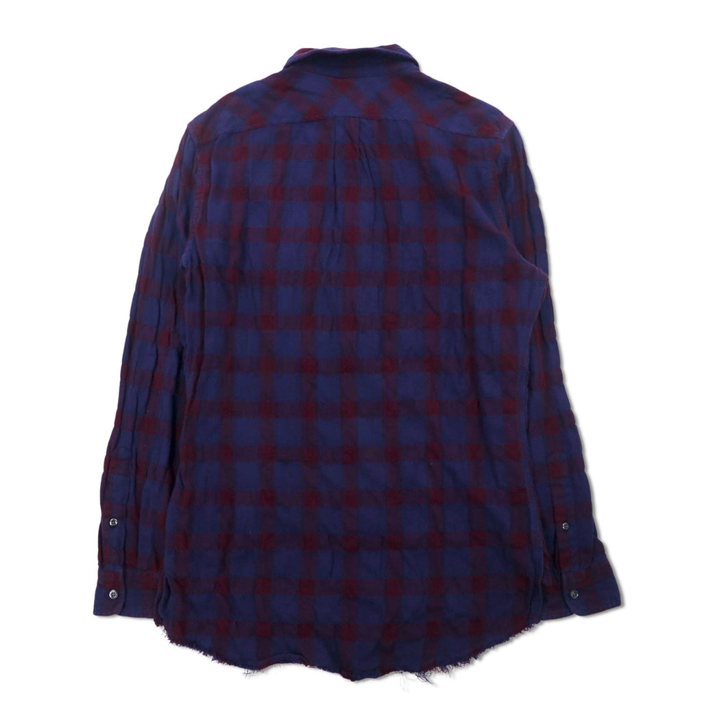 DIESEL Camicia a quadri grunge con taglio vivo M Blu navy Viola Effetto invecchiato