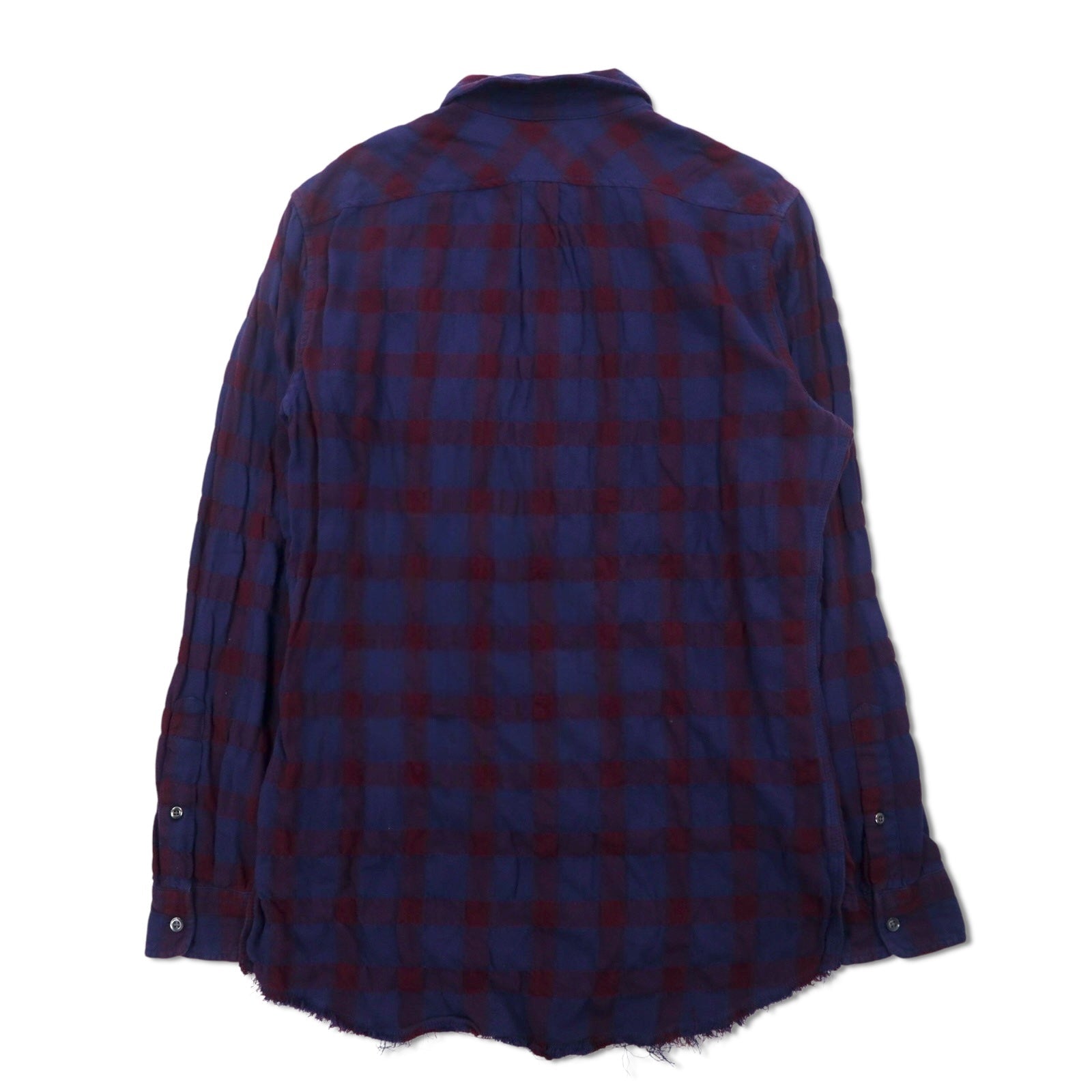 DIESEL Camicia a quadri grunge con taglio vivo M Blu navy Viola Effetto invecchiato