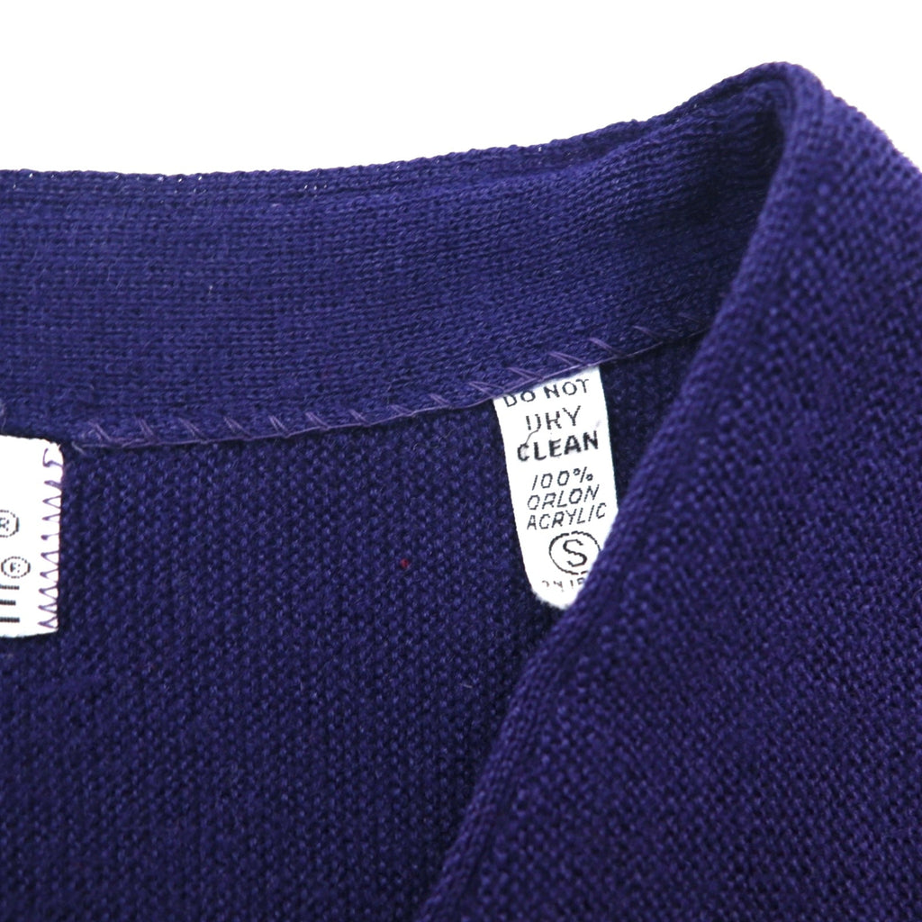 IZOD LACOSTE 70年代 糸巻タグ ニット カーディガン S ネイビー アクリル 短丈