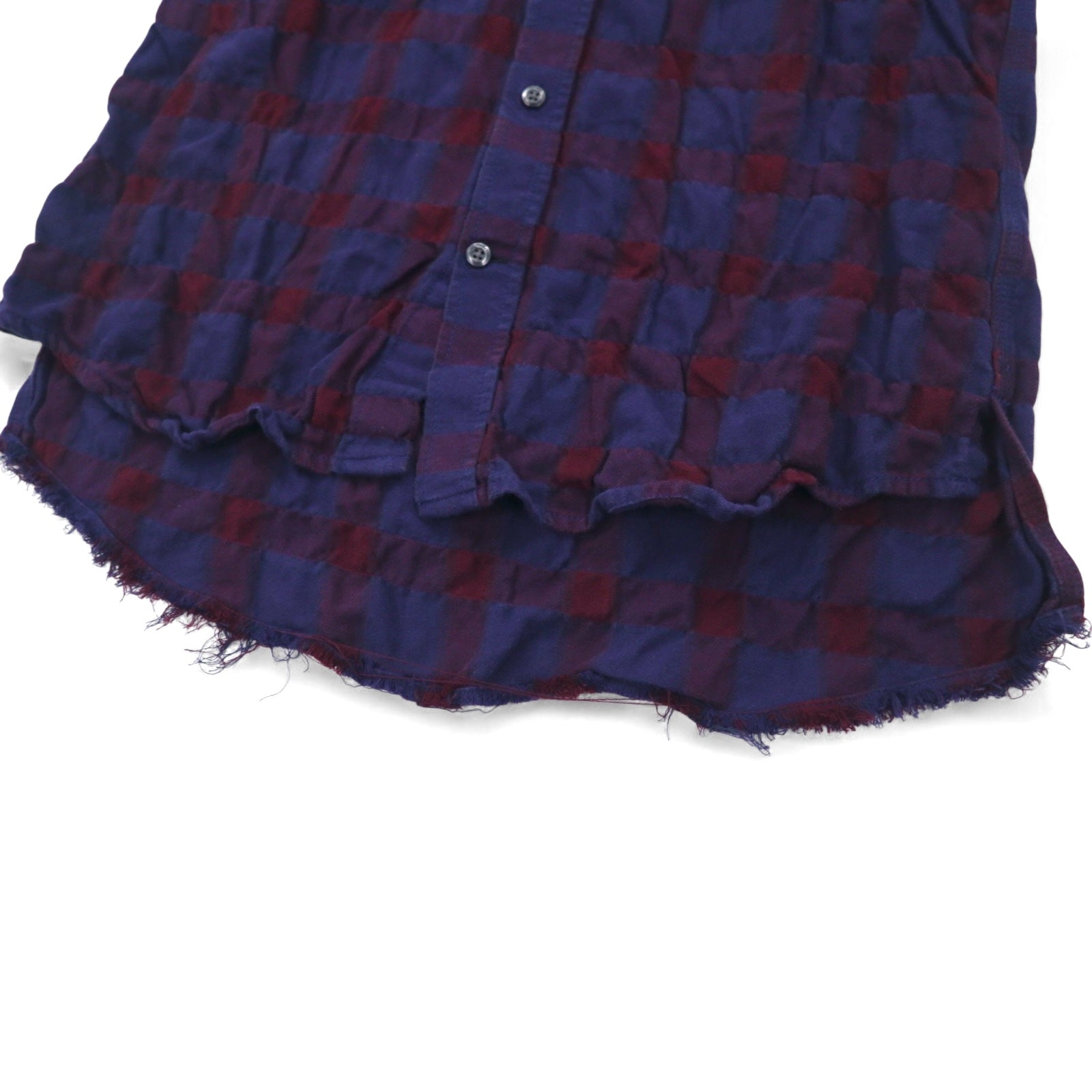 DIESEL Camicia a quadri grunge con taglio vivo M Blu navy Viola Effetto invecchiato