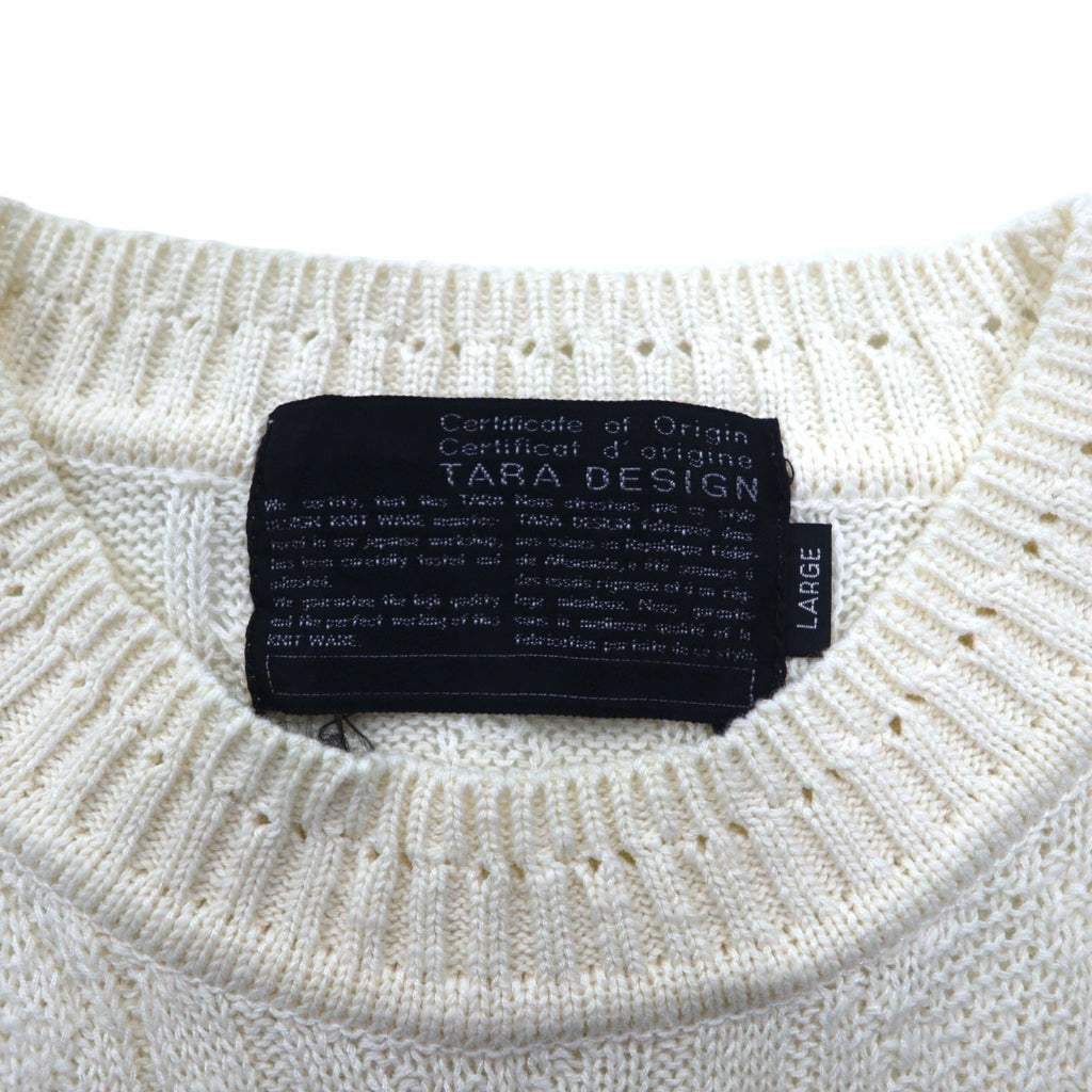 Anni '90 TARA DESIGN Maglione in cotone jacquard L bianco viola fantasia argyle Made in Japan