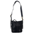COACH Borsa a tracolla in pelle Duffle nera con cuciture 10398