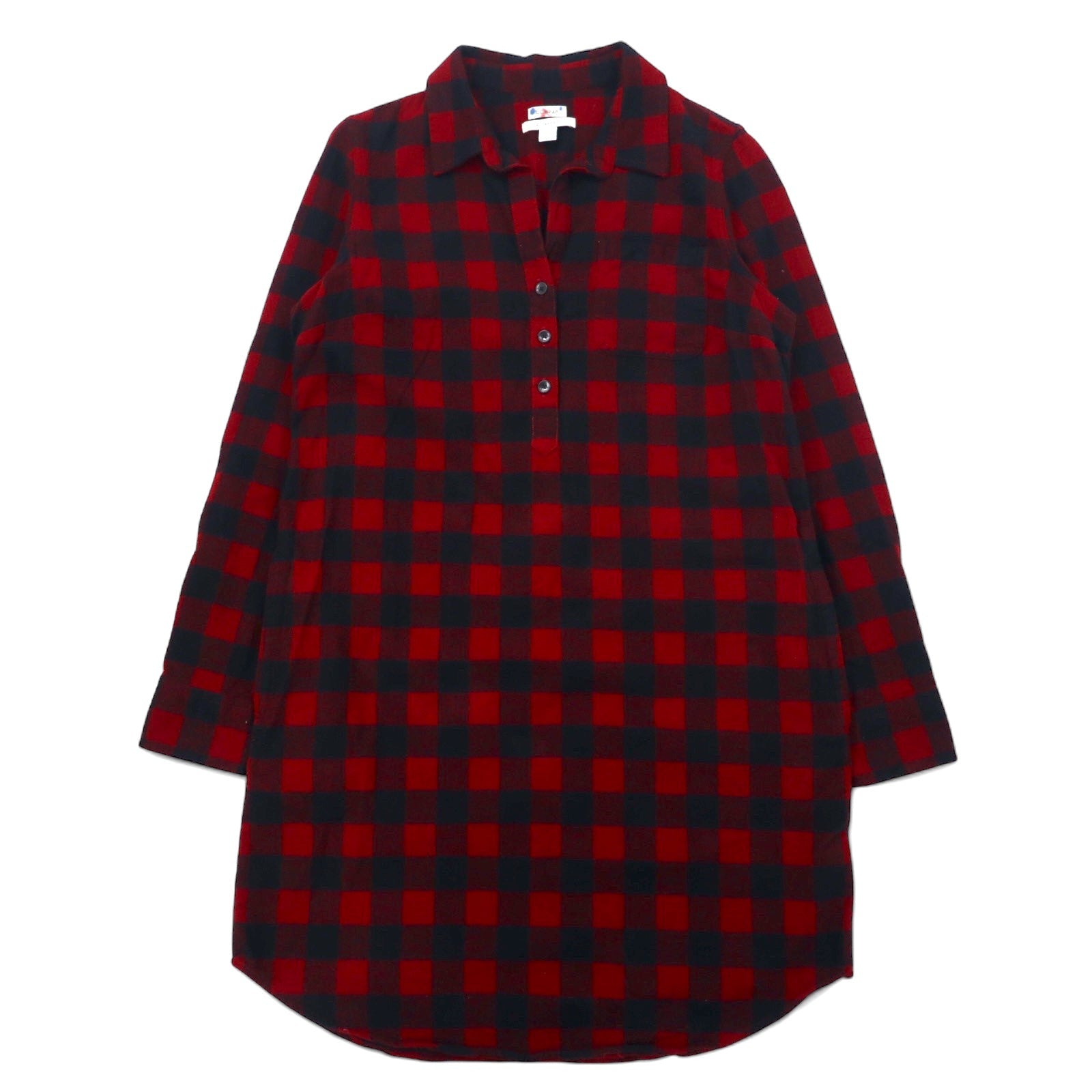L.L.Bean Abito a camicia in flanella relaxed fit S rosso nero cotone prodotto in Sri Lanka