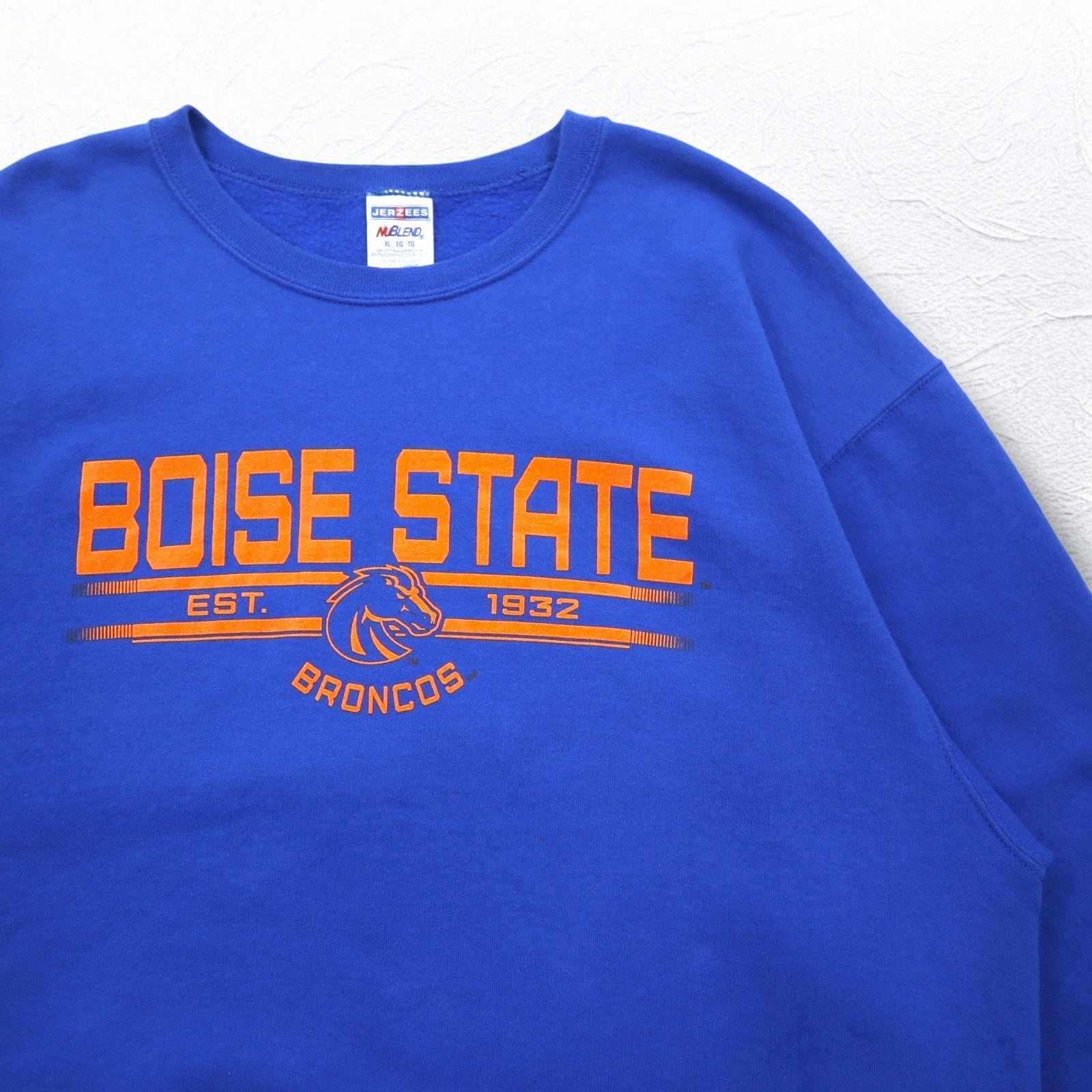 Felpa JERZEES anni '90, stampa college, XL, blu, felpata, NCAA Football BOISE STATE BRONCOS, Honduras