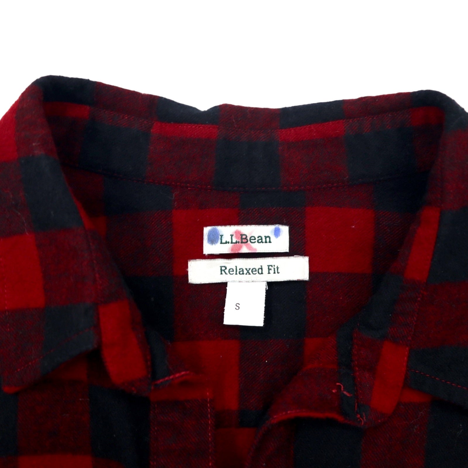 L.L.Bean Abito a camicia in flanella relaxed fit S rosso nero cotone prodotto in Sri Lanka