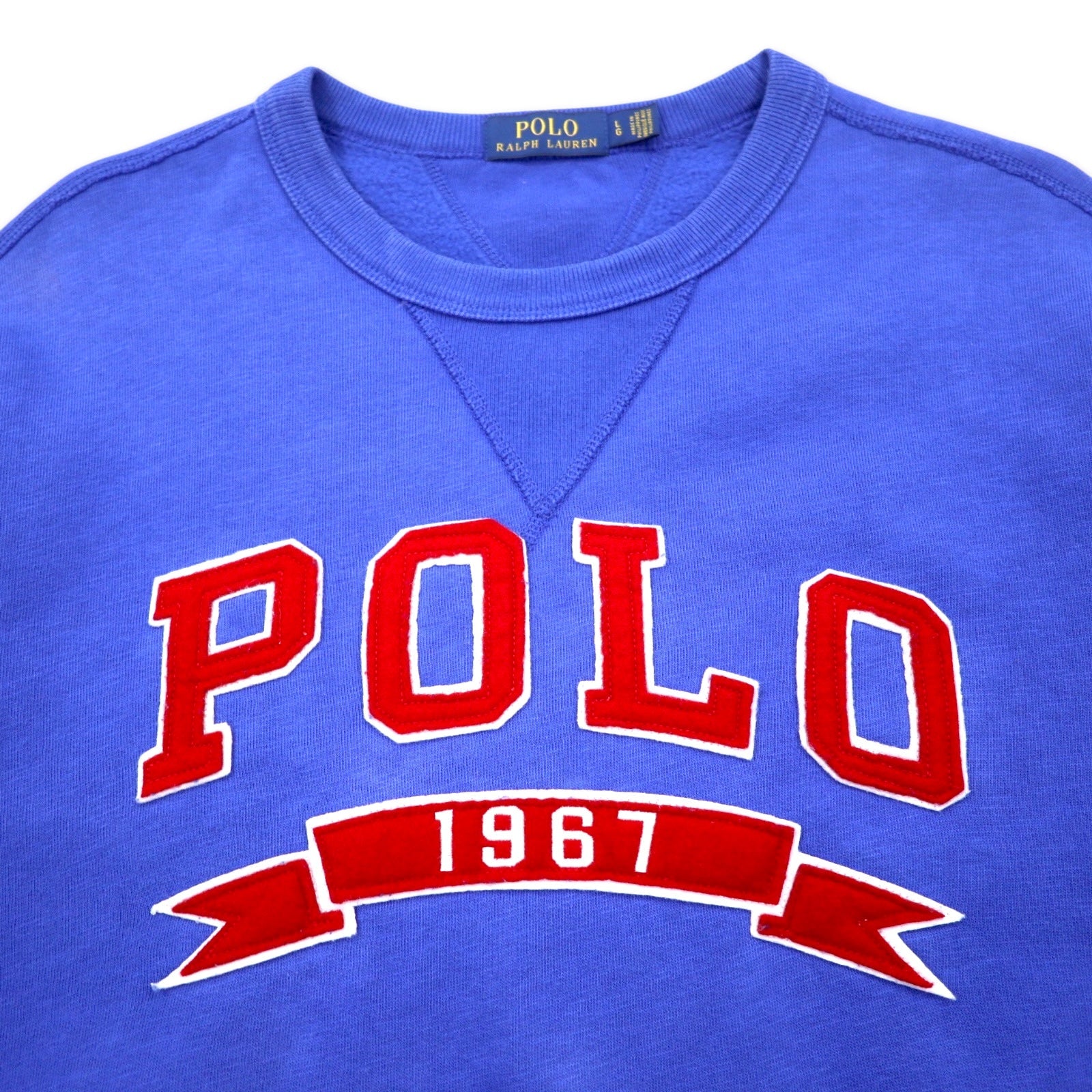 POLO RALPH LAUREN Logo 1967 Toppa Felpa L Blu Cotone Felpato