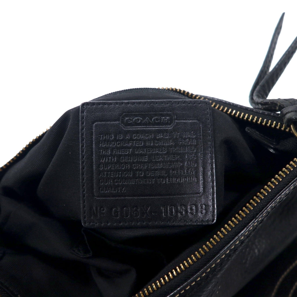COACH Borsa a tracolla in pelle Duffle nera con cuciture 10398