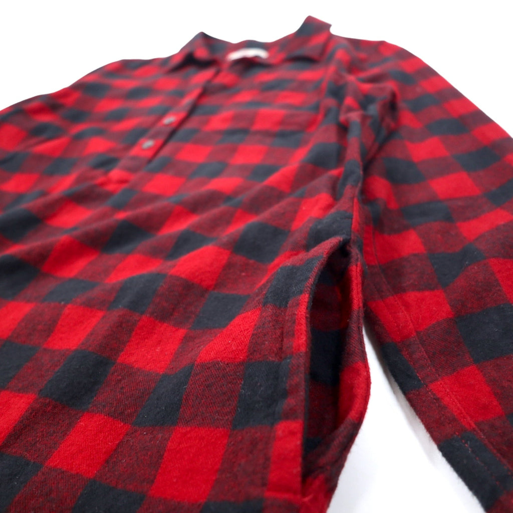 L.L.Bean Abito a camicia in flanella relaxed fit S rosso nero cotone prodotto in Sri Lanka