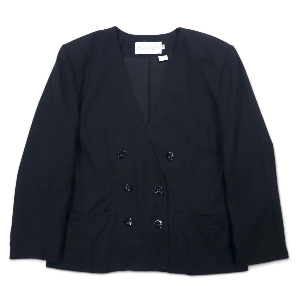 Blazer doppiopetto vintage anni '90 made in USA JH Collectibles Doppiopetto senza colletto Blazer sartoriale XL nero in rayon
