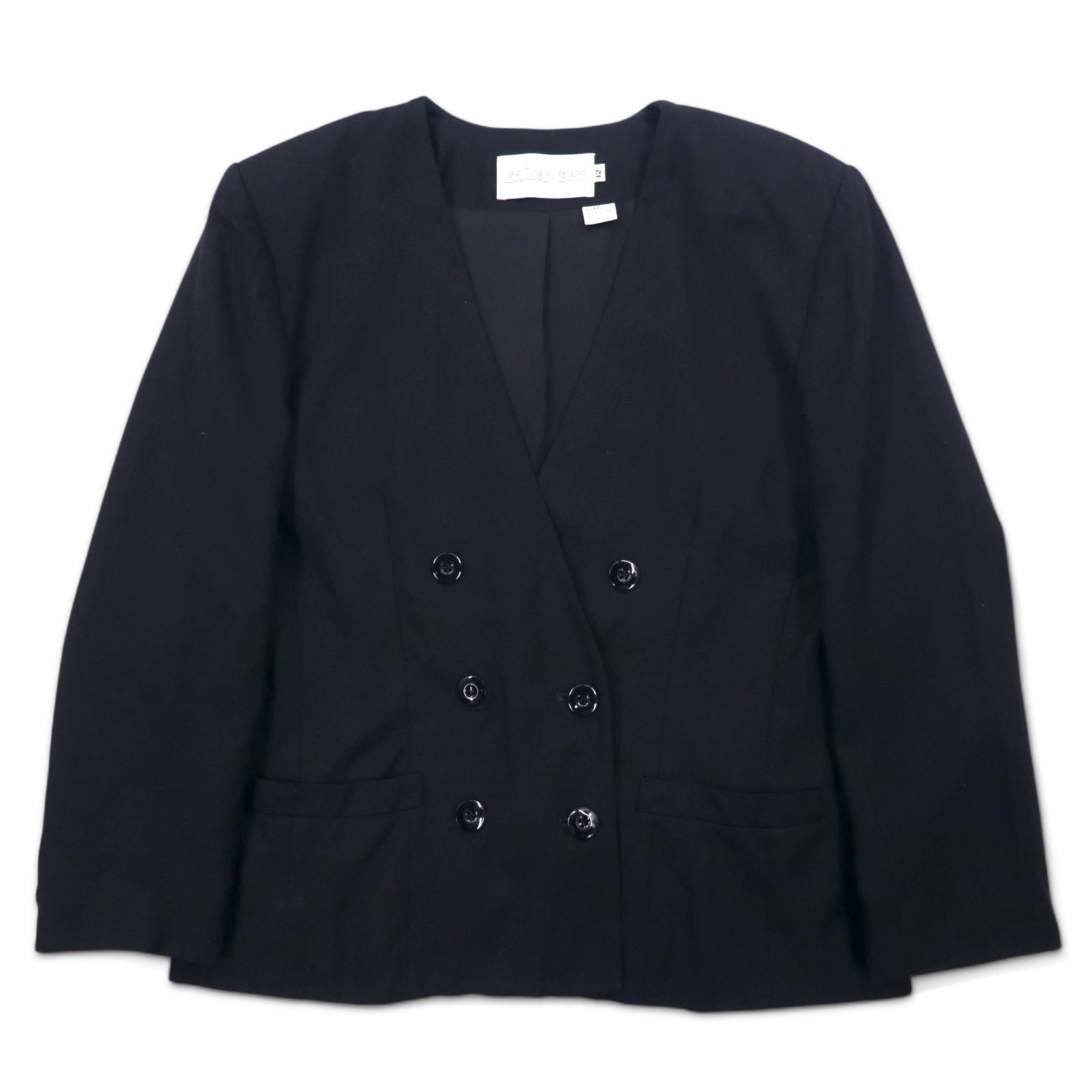 Blazer doppiopetto vintage anni '90 made in USA JH Collectibles Doppiopetto senza colletto Blazer sartoriale XL nero in rayon
