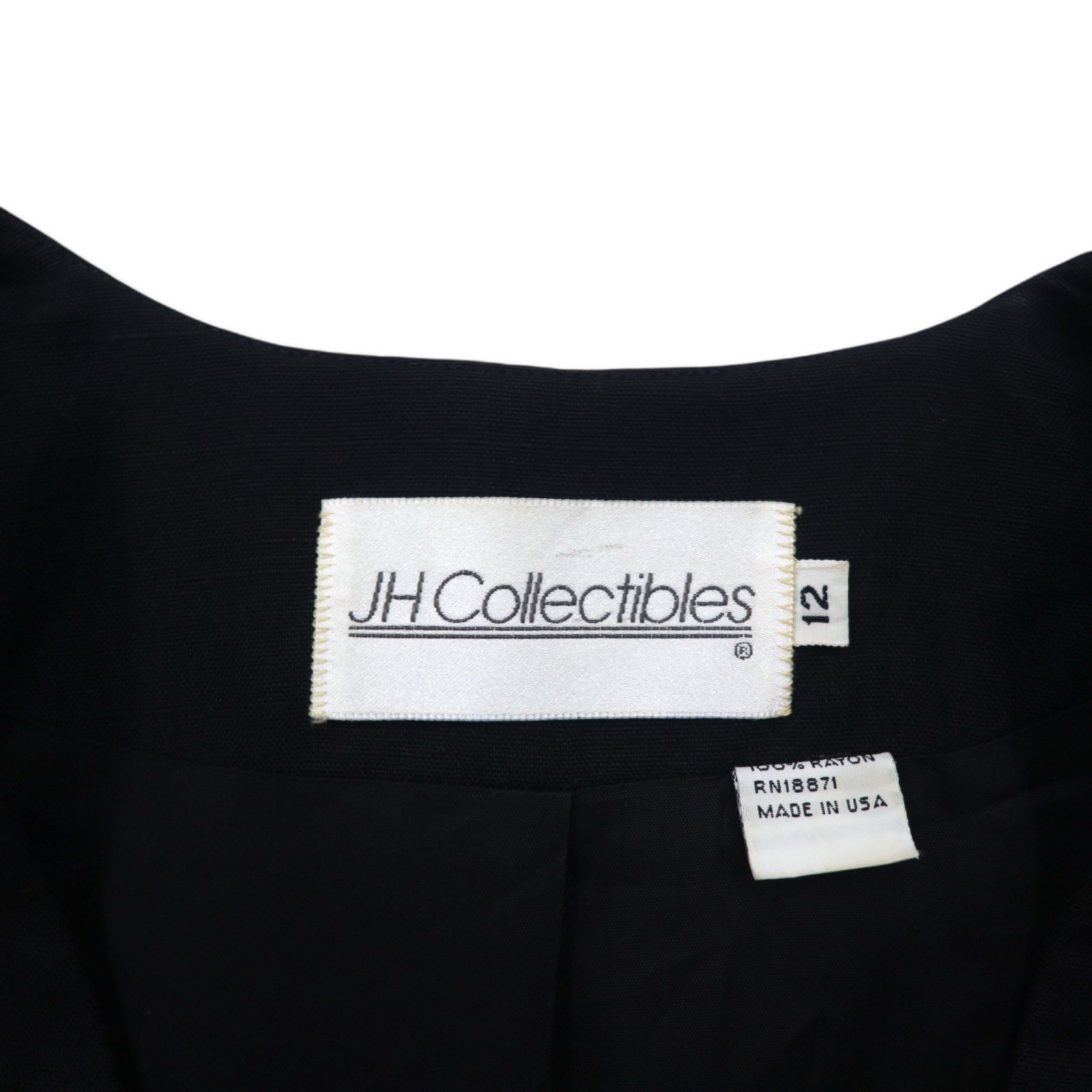 Blazer doppiopetto vintage anni '90 made in USA JH Collectibles Doppiopetto senza colletto Blazer sartoriale XL nero in rayon