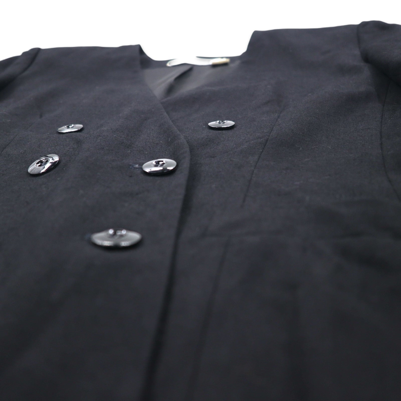Vintage 90s made in USA Double-Breasted Blazer JH Collectibles ダブルブレスト ノーカラー テーラードジャケット XL ブラック レーヨン