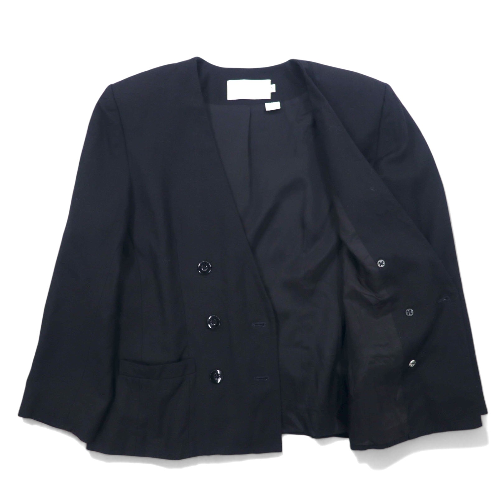 Blazer doppiopetto vintage anni '90 made in USA JH Collectibles Doppiopetto senza colletto Blazer sartoriale XL nero in rayon