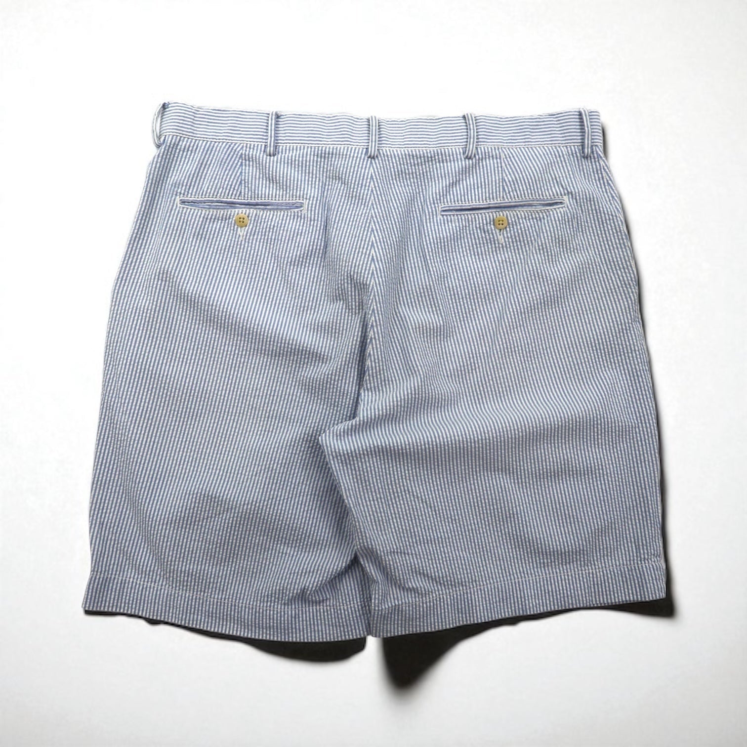 Polo by Ralph Lauren 90年代 シアサッカー ショートパンツ ハーフパンツ L ブルー ホワイト ストライプ スリランカ製