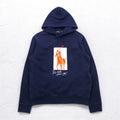 POLO RALPH LAUREN felpa con cappuccio pullover stampa pony taglia M blu navy, interno felpato, tasche laterali