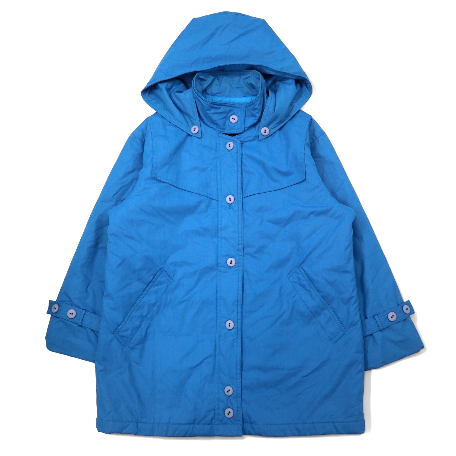 LONDON FOG Cappotto Isolante a Collo Alto 10 Blu Poliestere Imbottito con Cappuccio Removibile