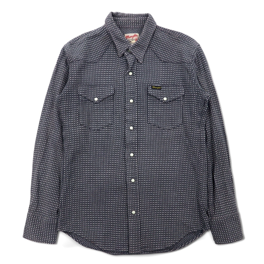 Wrangler camicia western fantasia anni '90, taglia M, cotone, grigia, tasca frontale