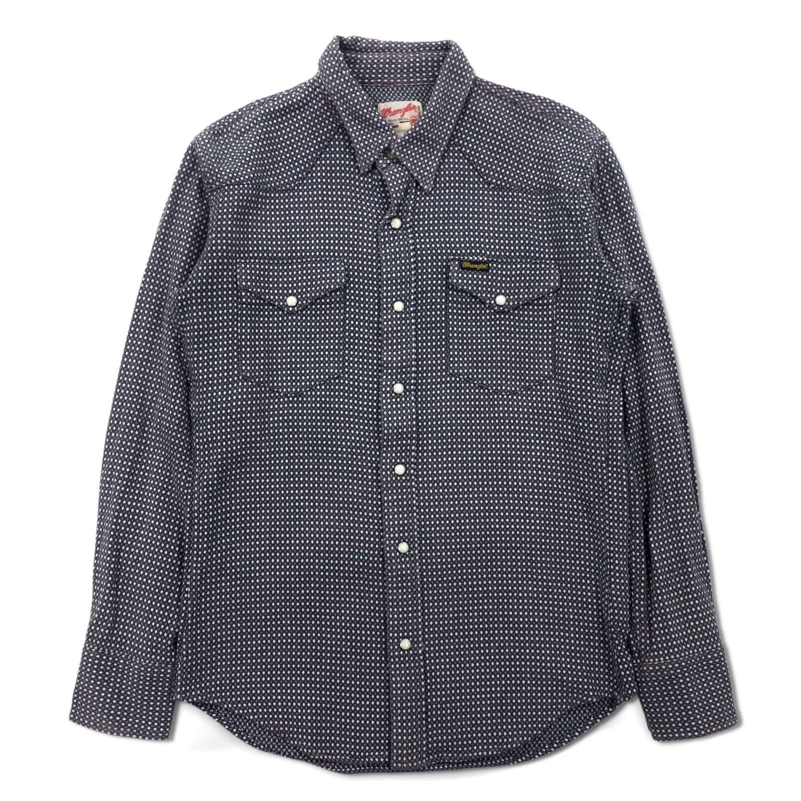 Wrangler camicia western fantasia anni '90, taglia M, cotone, grigia, tasca frontale
