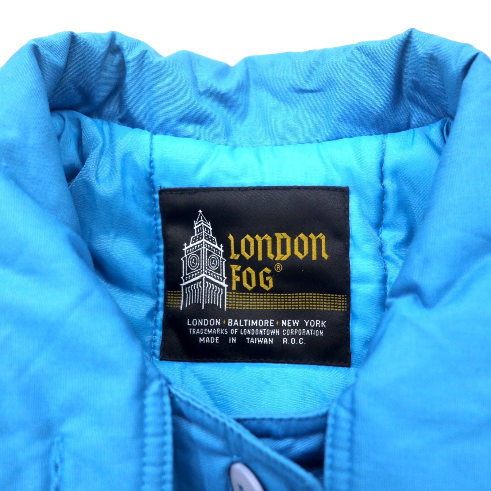 LONDON FOG Cappotto Isolante a Collo Alto 10 Blu Poliestere Imbottito con Cappuccio Removibile