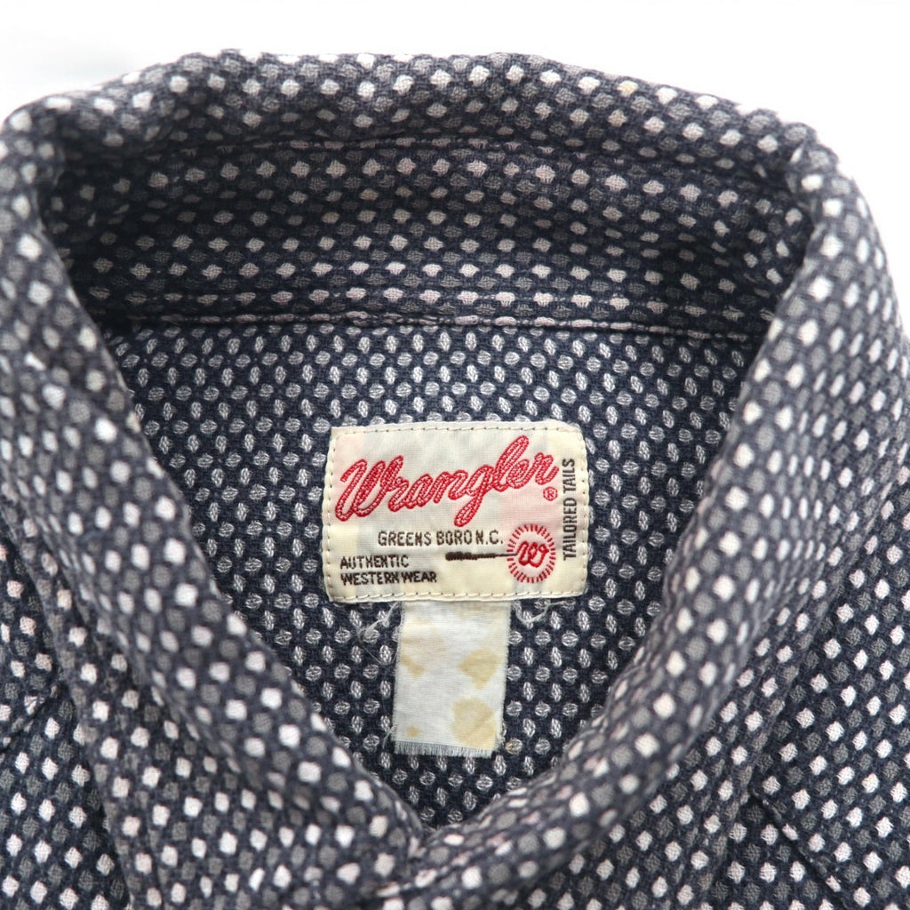 Wrangler camicia western fantasia anni '90, taglia M, cotone, grigia, tasca frontale