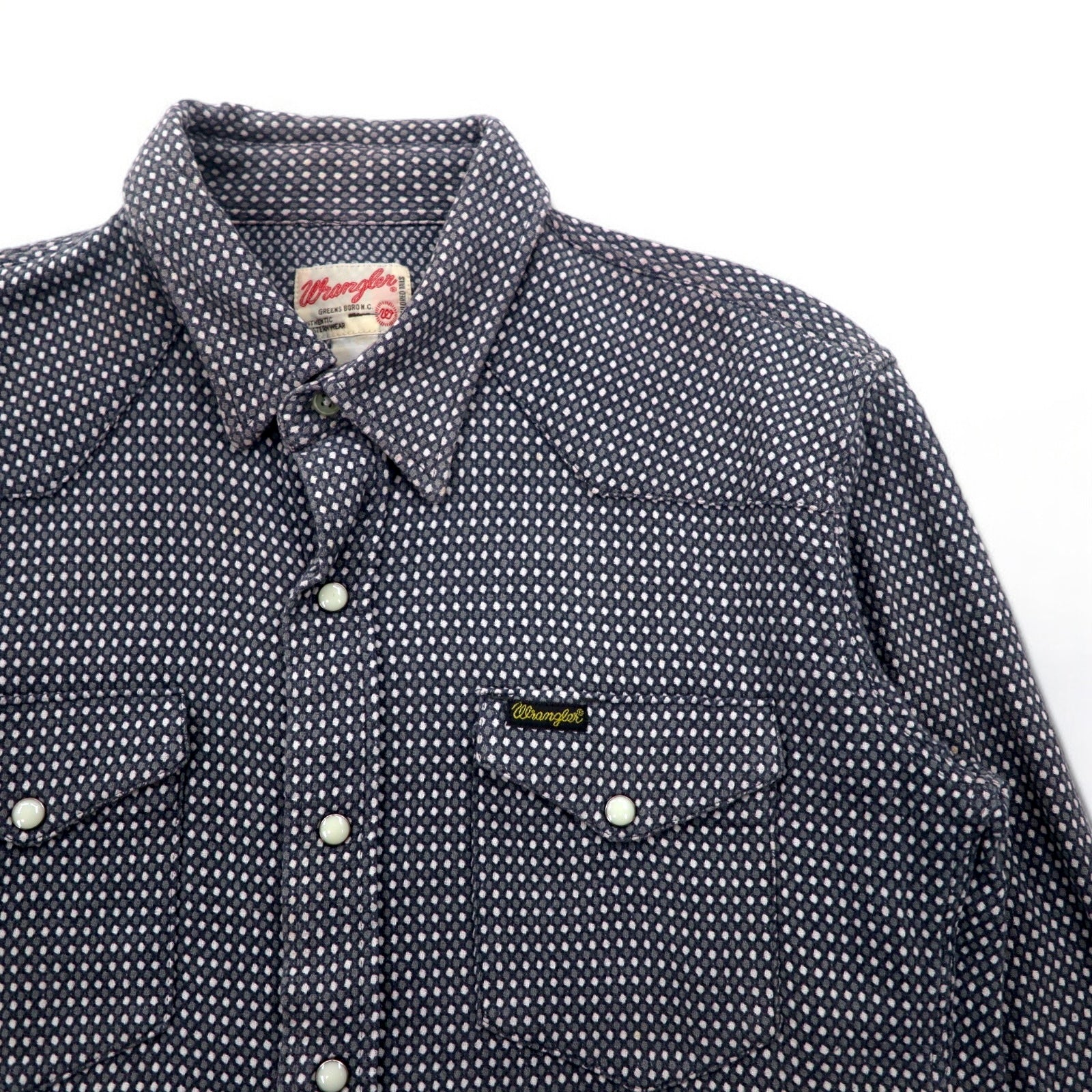 Wrangler camicia western fantasia anni '90, taglia M, cotone, grigia, tasca frontale