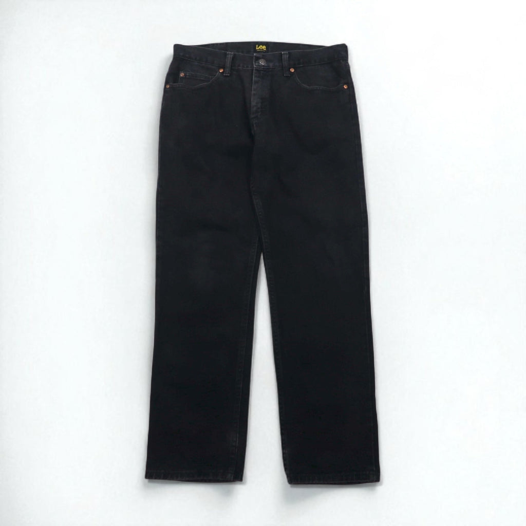 Lee Jeans dritti REGULAR FIT STRAIGHT JEANS in denim nero, taglia L, chiusura a cerniera, modello USA 2008908, made in Messico
