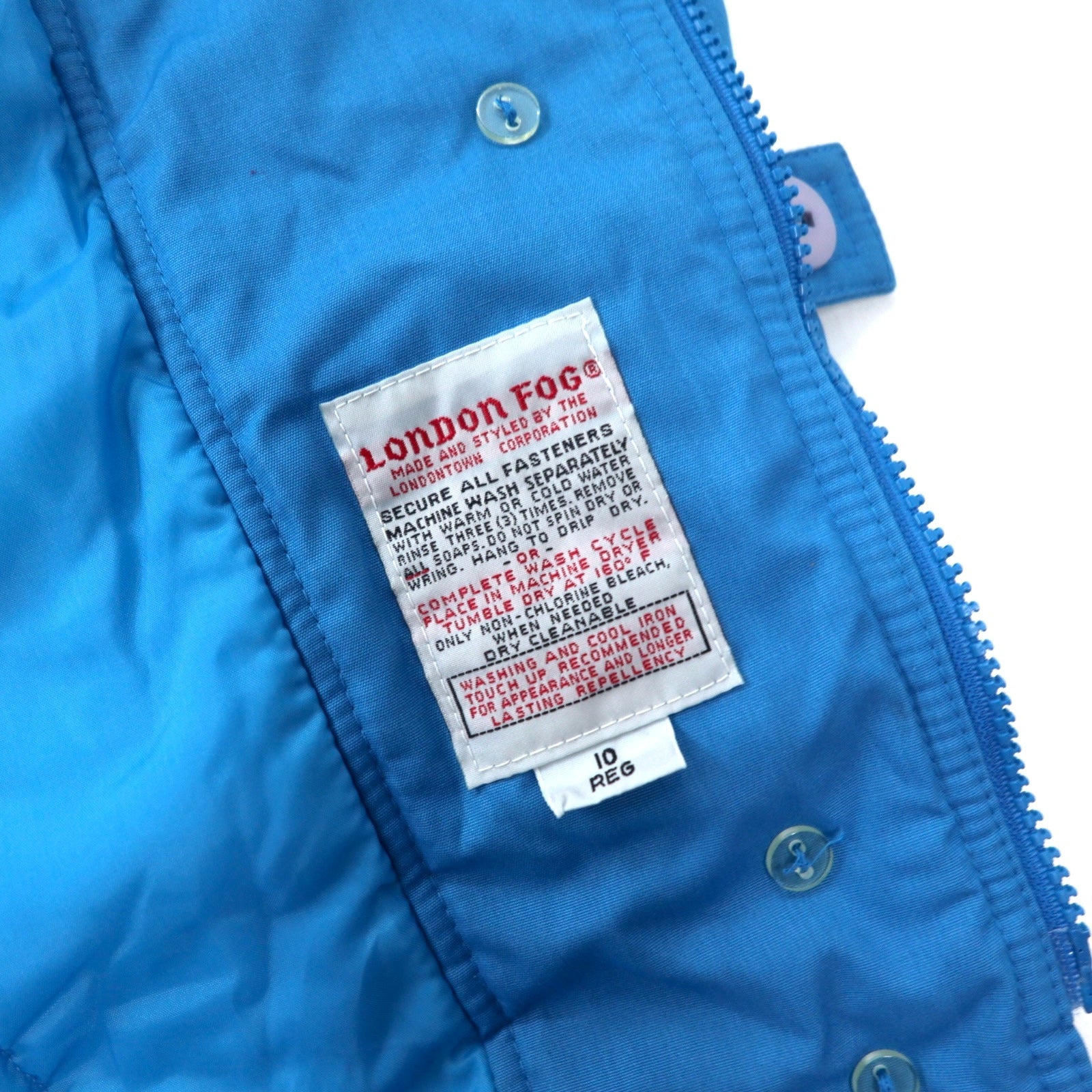 LONDON FOG Cappotto Isolante a Collo Alto 10 Blu Poliestere Imbottito con Cappuccio Removibile