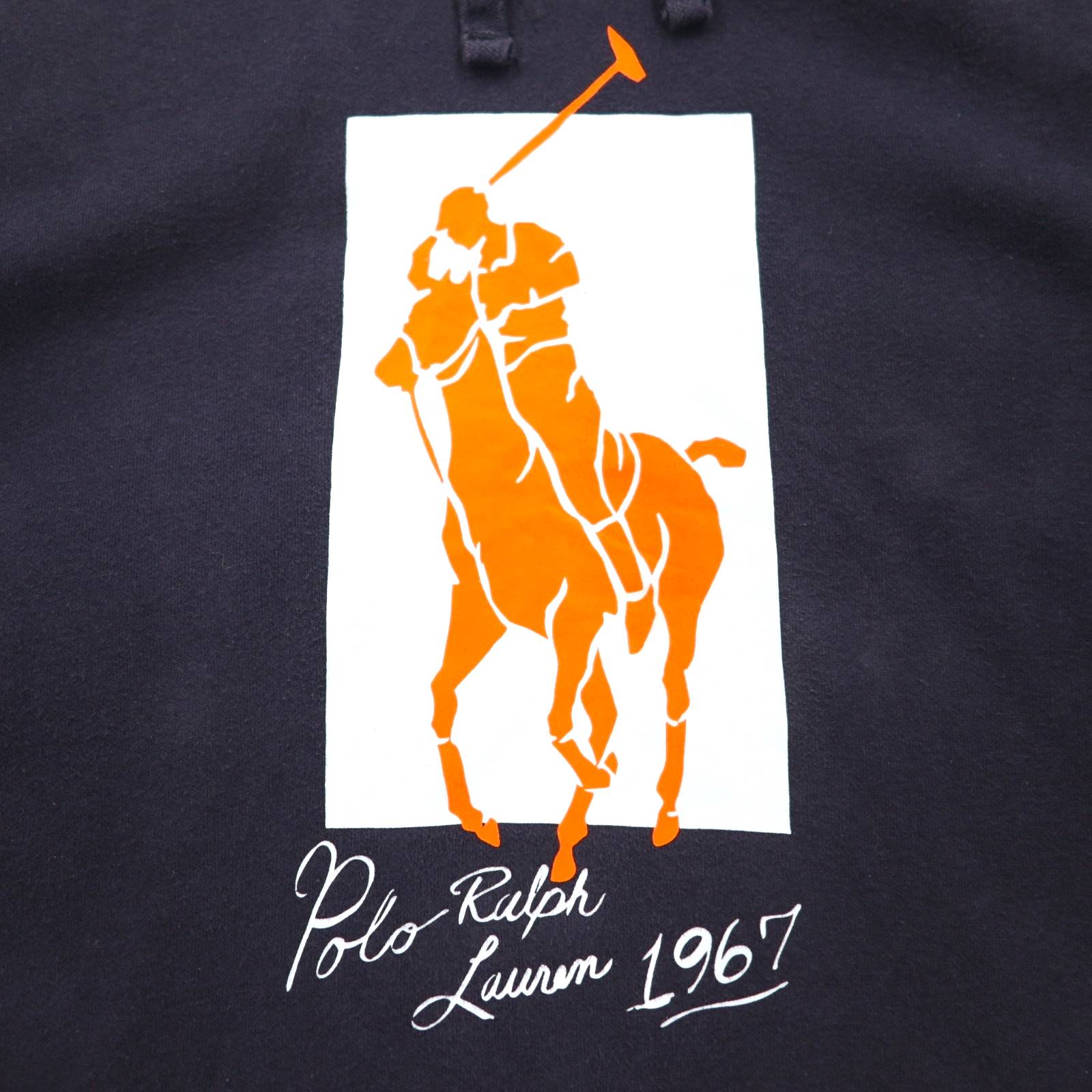 POLO RALPH LAUREN felpa con cappuccio pullover stampa pony taglia M blu navy, interno felpato, tasche laterali