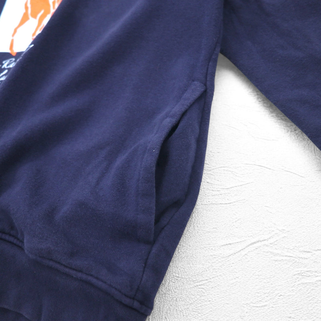 POLO RALPH LAUREN felpa con cappuccio pullover stampa pony taglia M blu navy, interno felpato, tasche laterali