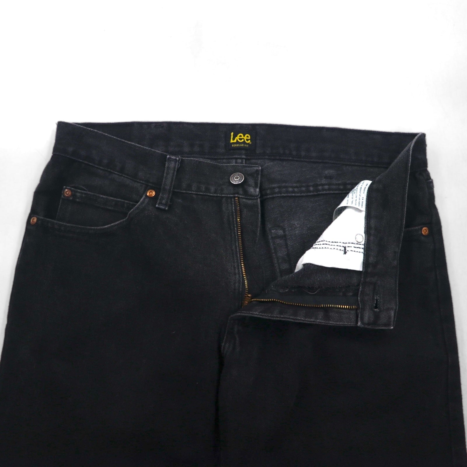 Lee Jeans dritti REGULAR FIT STRAIGHT JEANS in denim nero, taglia L, chiusura a cerniera, modello USA 2008908, made in Messico